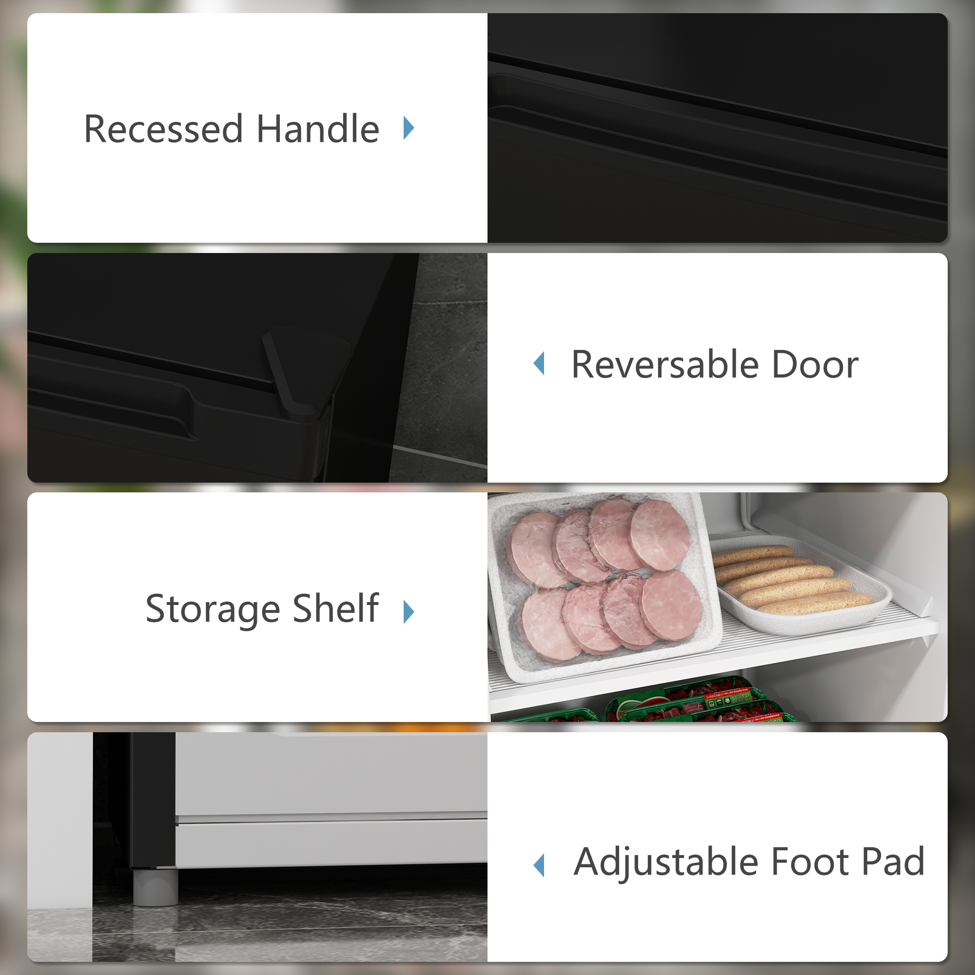  Upright Freezer, 3 Cu Ft Small Freezer with Reversible Single Door, Adjustable Thermostat for Home, Apartment, Black