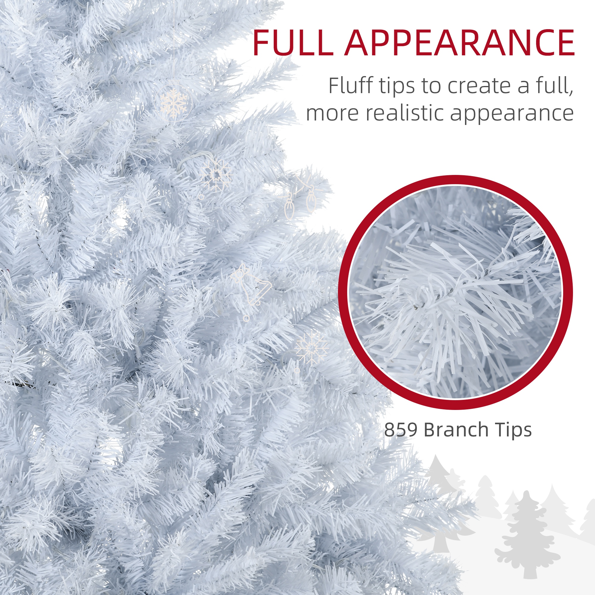  6' Prelit Artificial White Christmas Trees Home Decor, with Warm White LED Lights, Auto Open, Steel Base