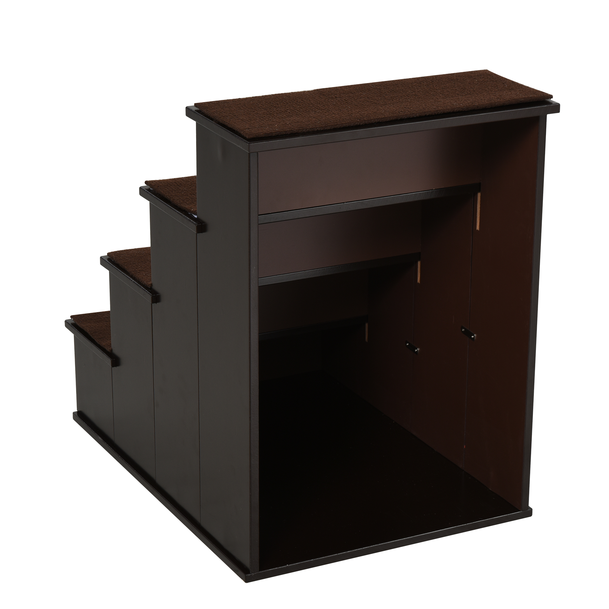  Pet Stairs, Small Pet Steps with Cushioned Removable Covering for Dogs and Cats Up To 22 lbs, Brown