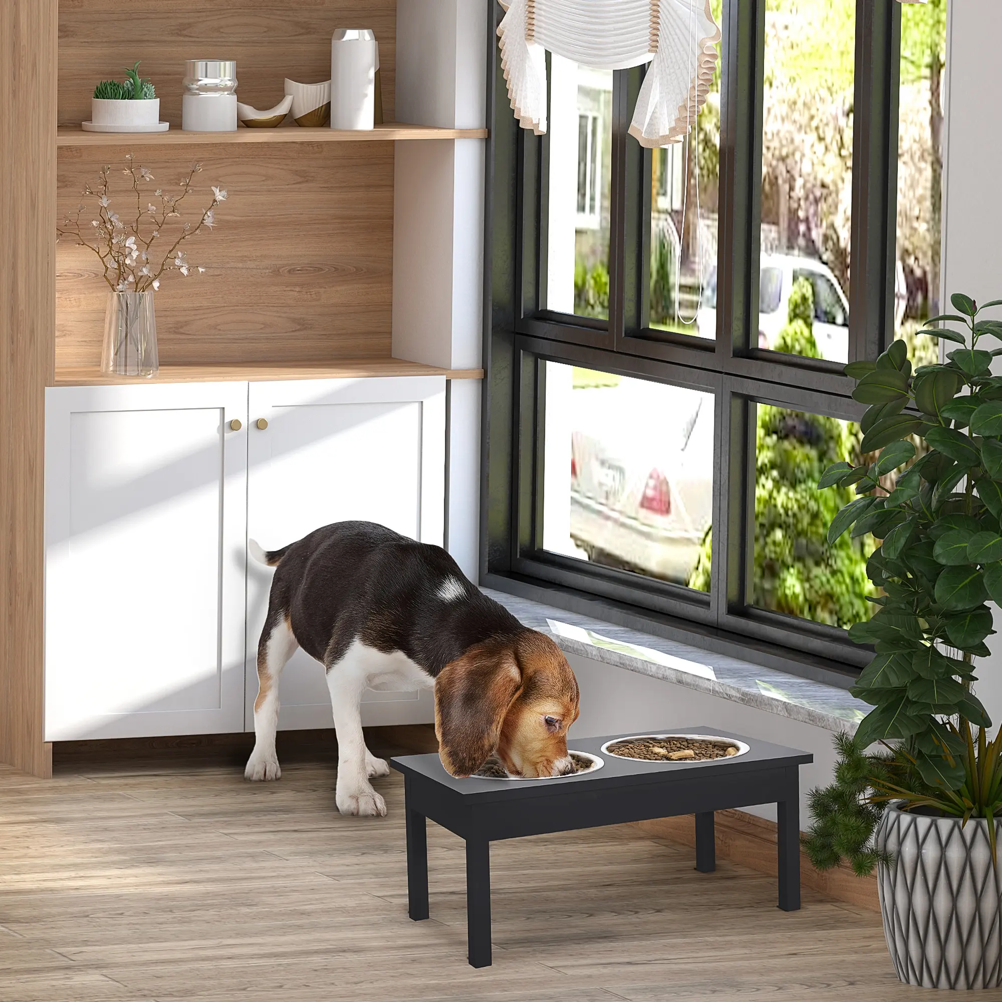 23" Wooden Heavy Duty Dog Food Bowls