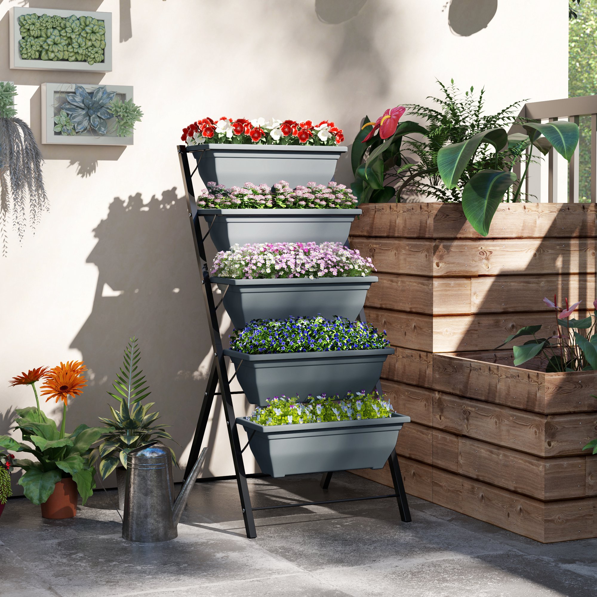 5-Tier Raised Garden Bed, Vertical Ladder Plant Stand With 5 Removable Boxes — image 3