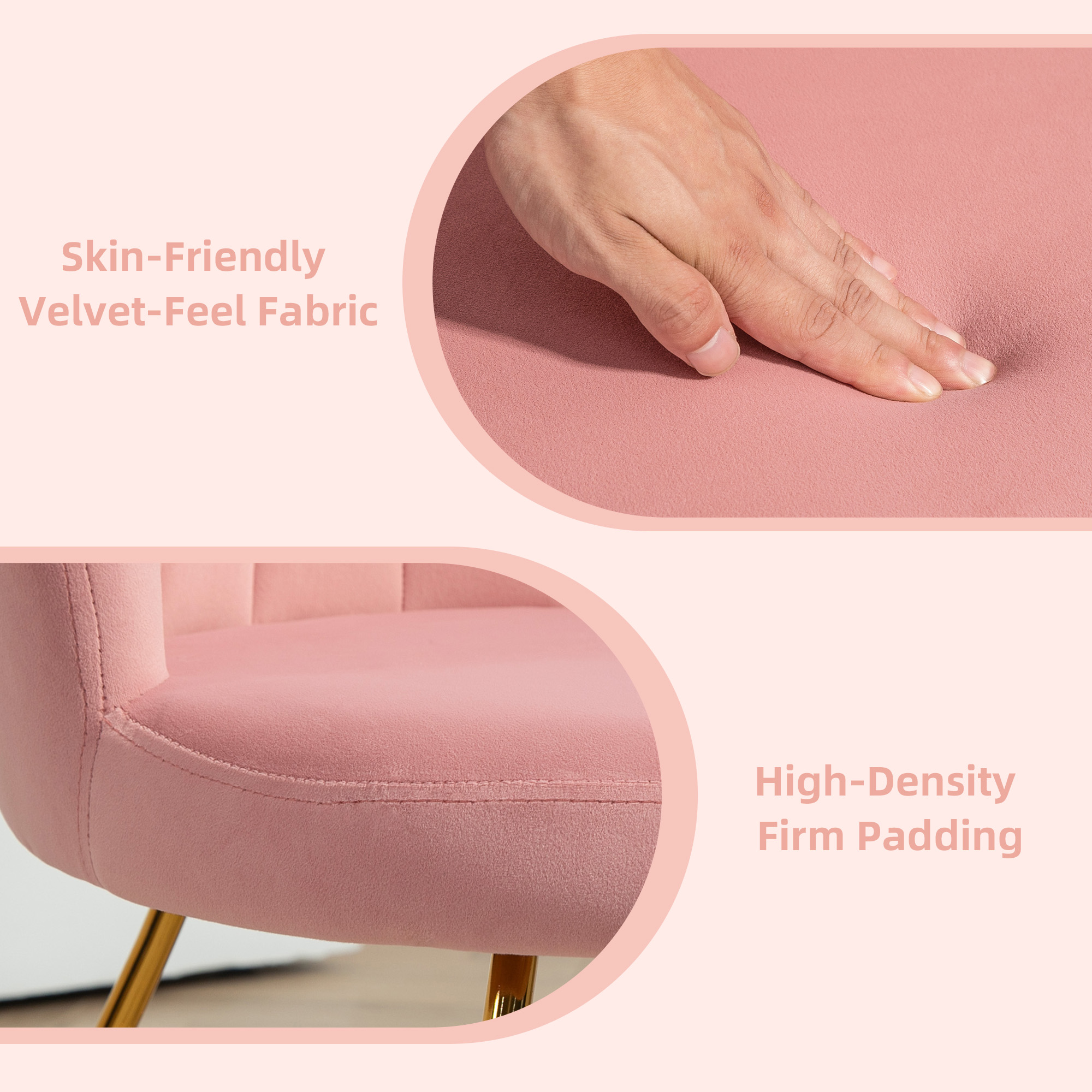 Velvet-Feel Lotus Petal Accent Chair - Pink — image 3