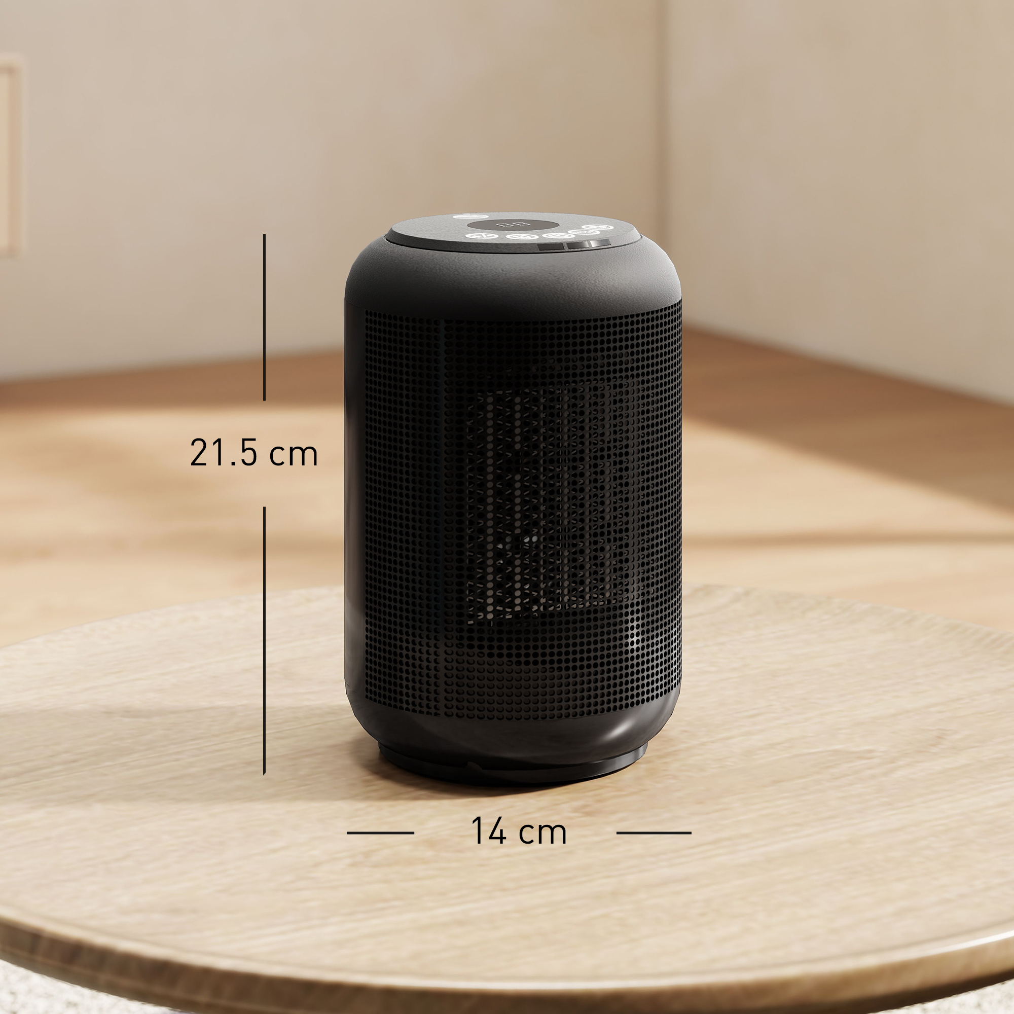 1500W Ceramic Electric Heater With Fan, Timer, Oscillation - Black — image 4