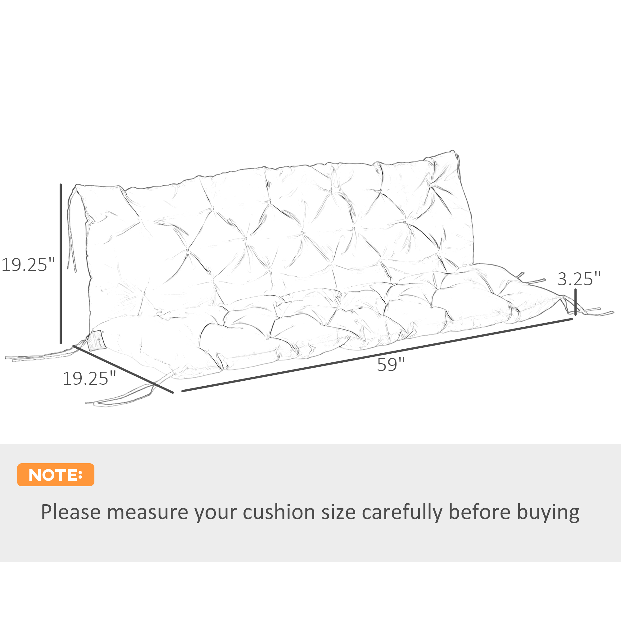 59" x 38" Tufted Bench Cushion for Outdoor Furniture, 3-Seater Replacement for Swing Chair, Patio Sofa/Couch, Khaki - Image 6