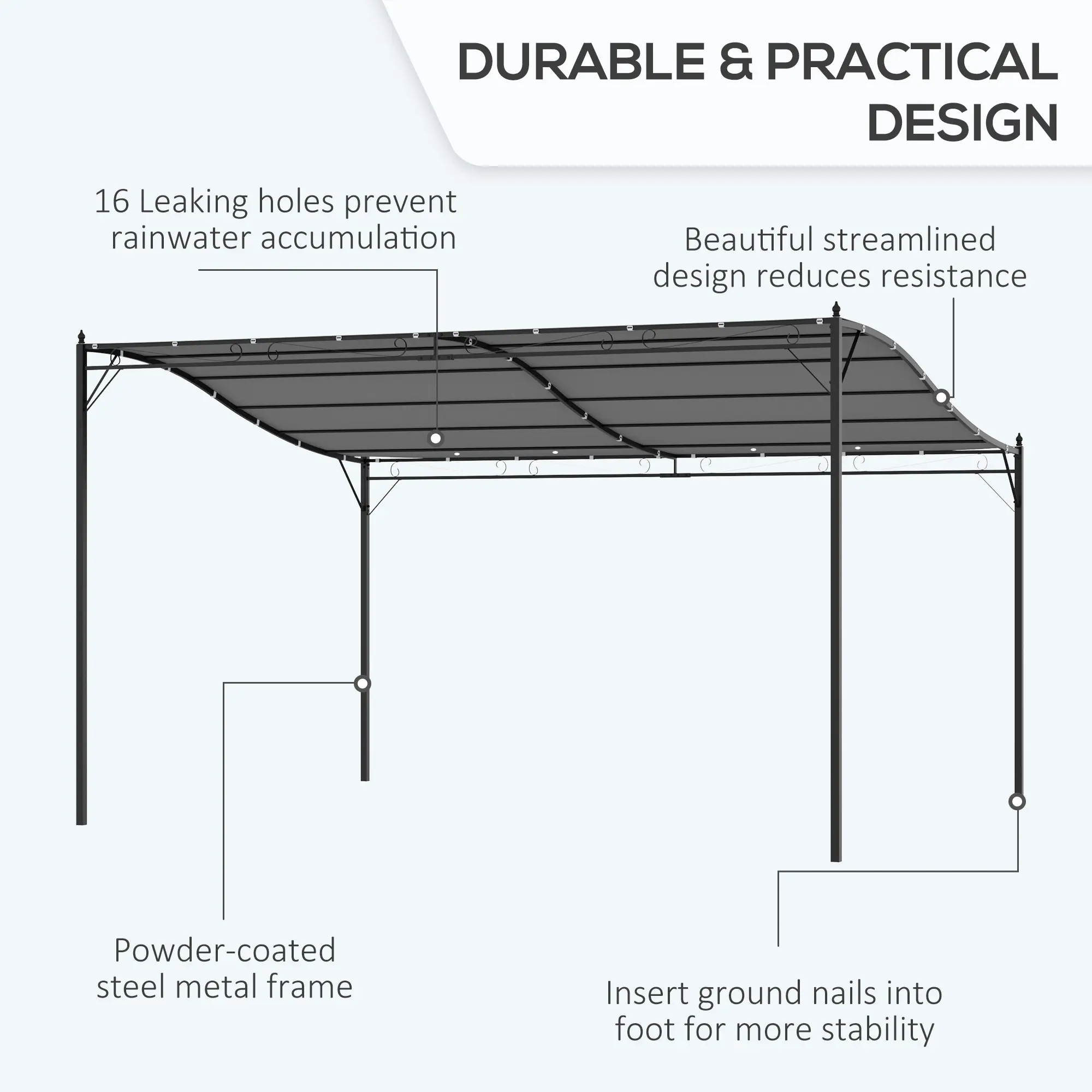 10 x 13 Outdoor Pergola Gazebo, Steel Patio Canopy with Weather-Resistant Fabric and Drainage Holes, Cream White