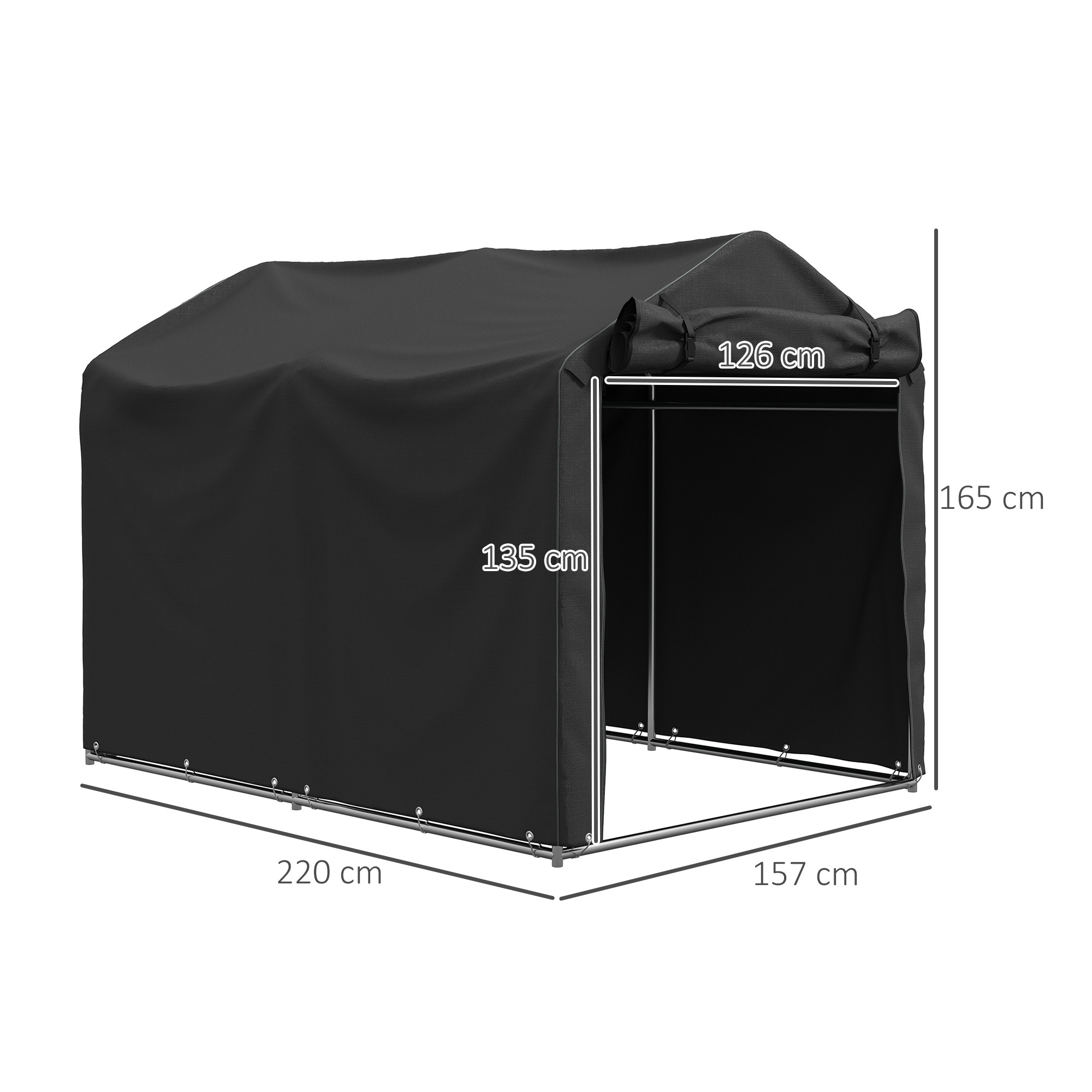 2.2 X 1.6 M Garden Storage Tent, Waterproof Anti-UV Bike With Roll-up Zipper