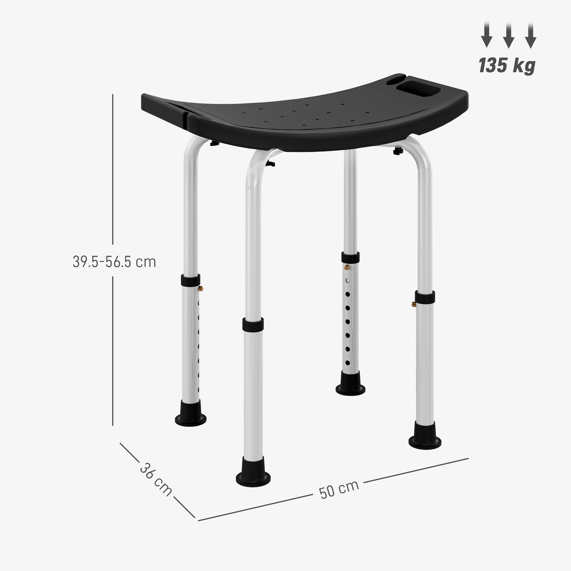 Height Adjustable Bath Stool, Aluminium Shower With Non-Slip Pads For Elderly — image 5
