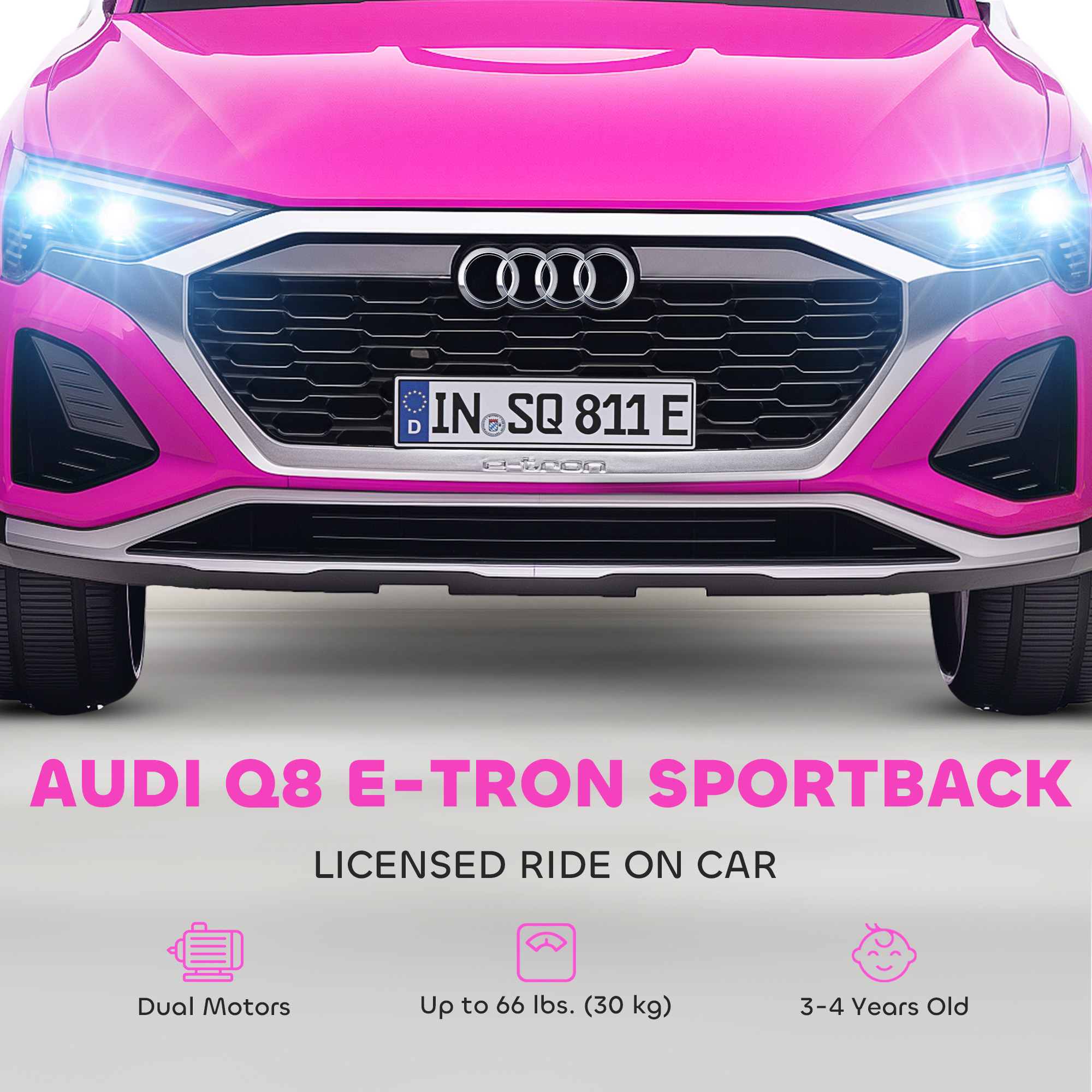 Audi Q8 E-tron Sportback Licensed 12V Ride On Car W Remote, 4 Spring Suspension — image 4
