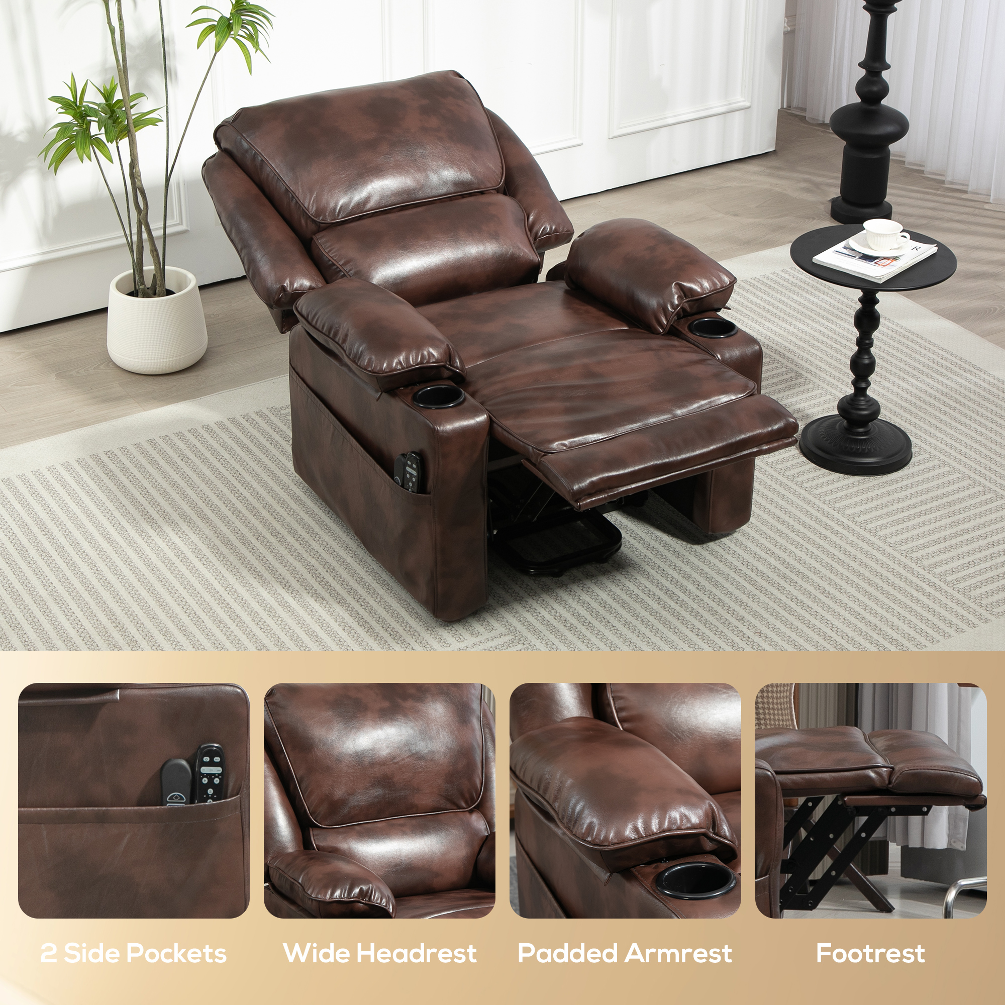 Power Lift Chair for Elderly — Brown view 5