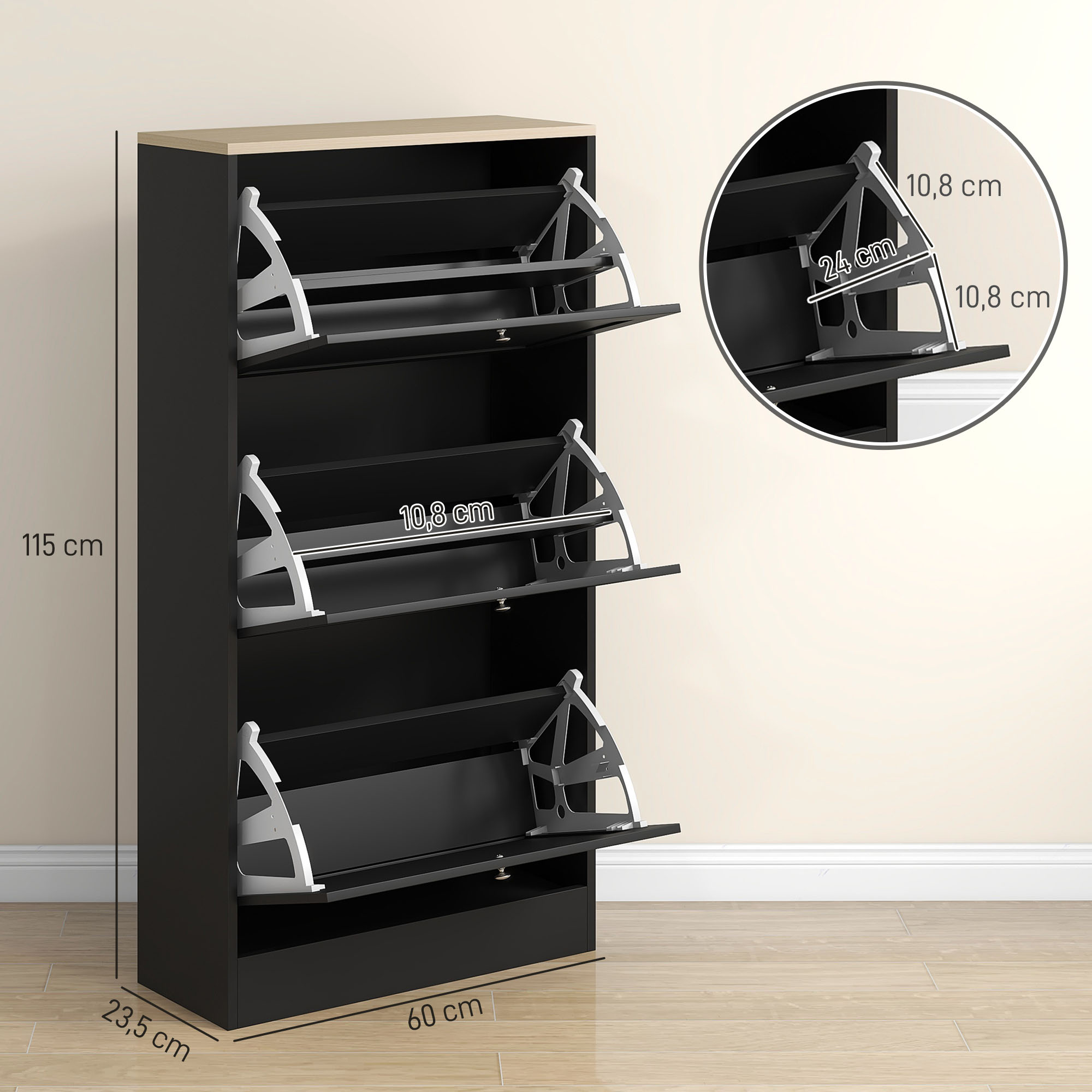 Shoe Storage Cabinet with Flip Drawers, picture 3 of 5