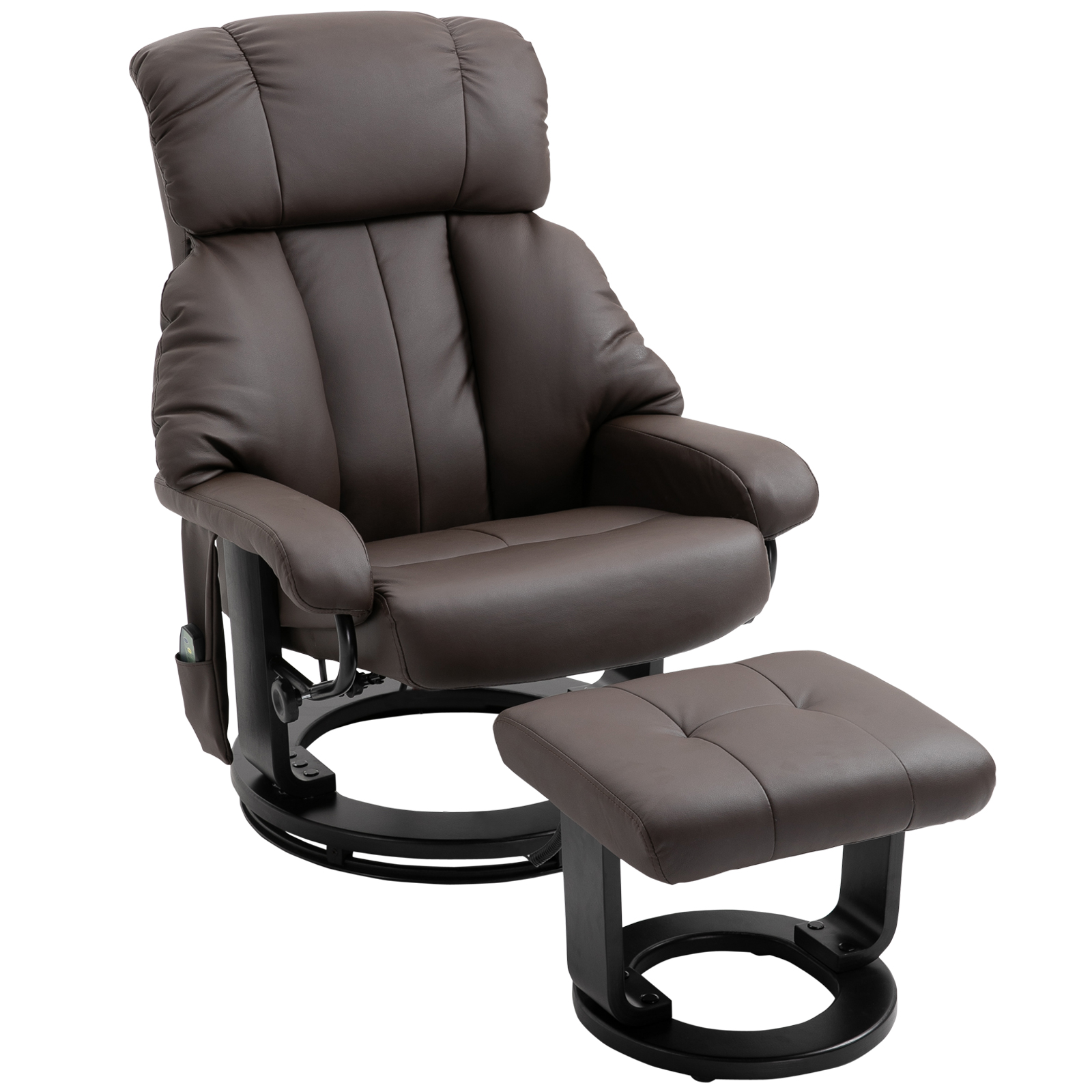 Brown Recliner Manual Ottoman Footrest Recliner Chair with Vibration Massage