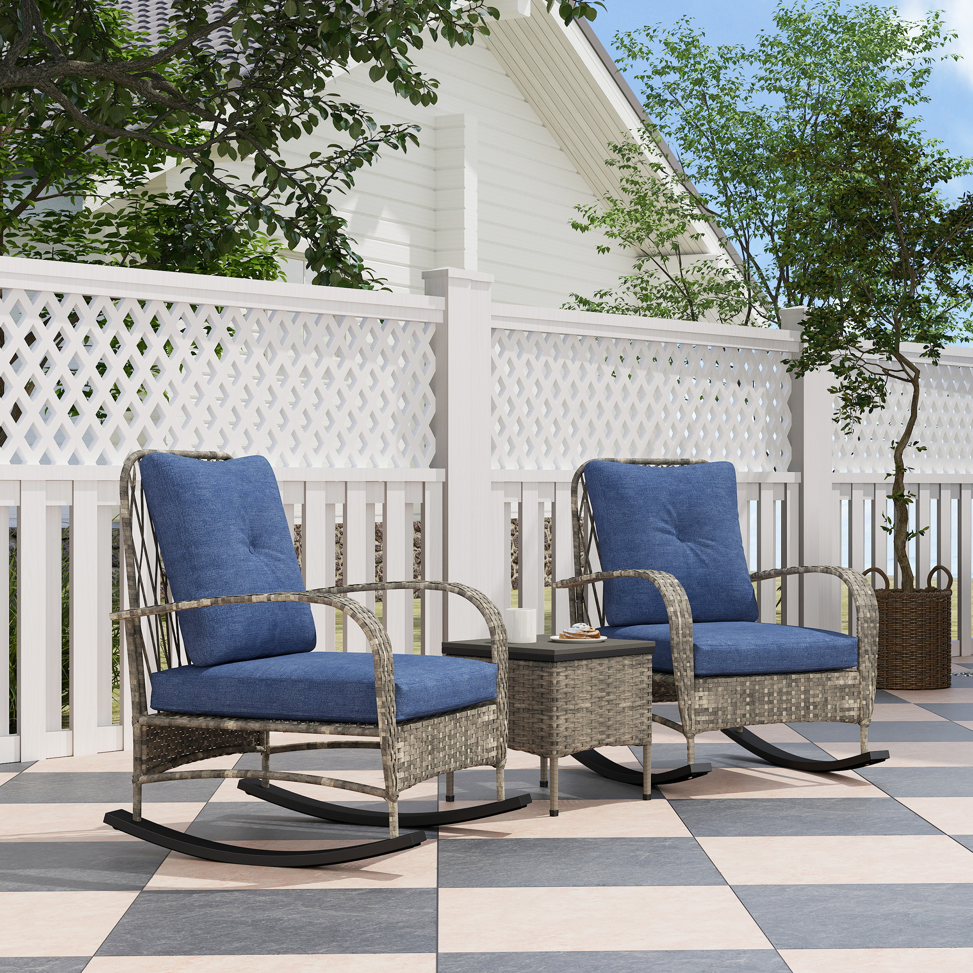 Wicker Patio Rocking Chair Set, picture 2 of 5