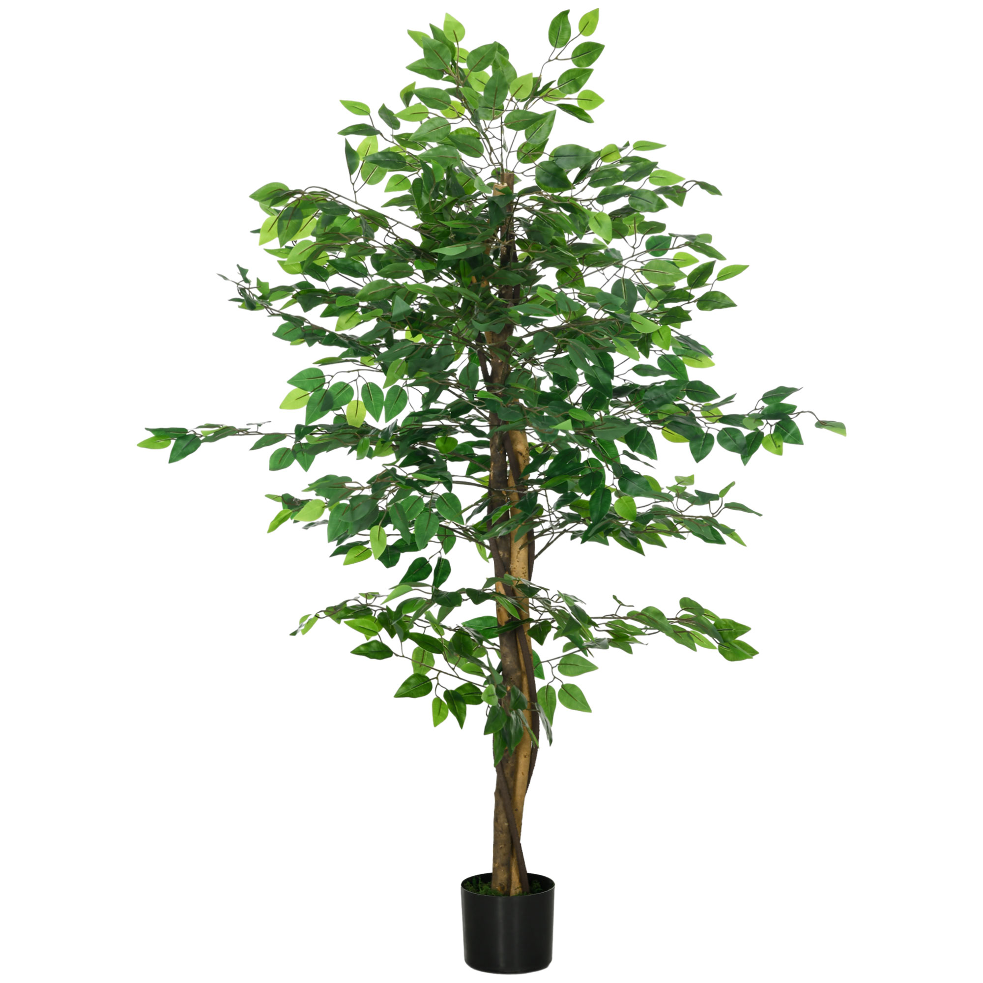 Artificial Ficus Tree, With Weighted Plant Pot - Green — image 3