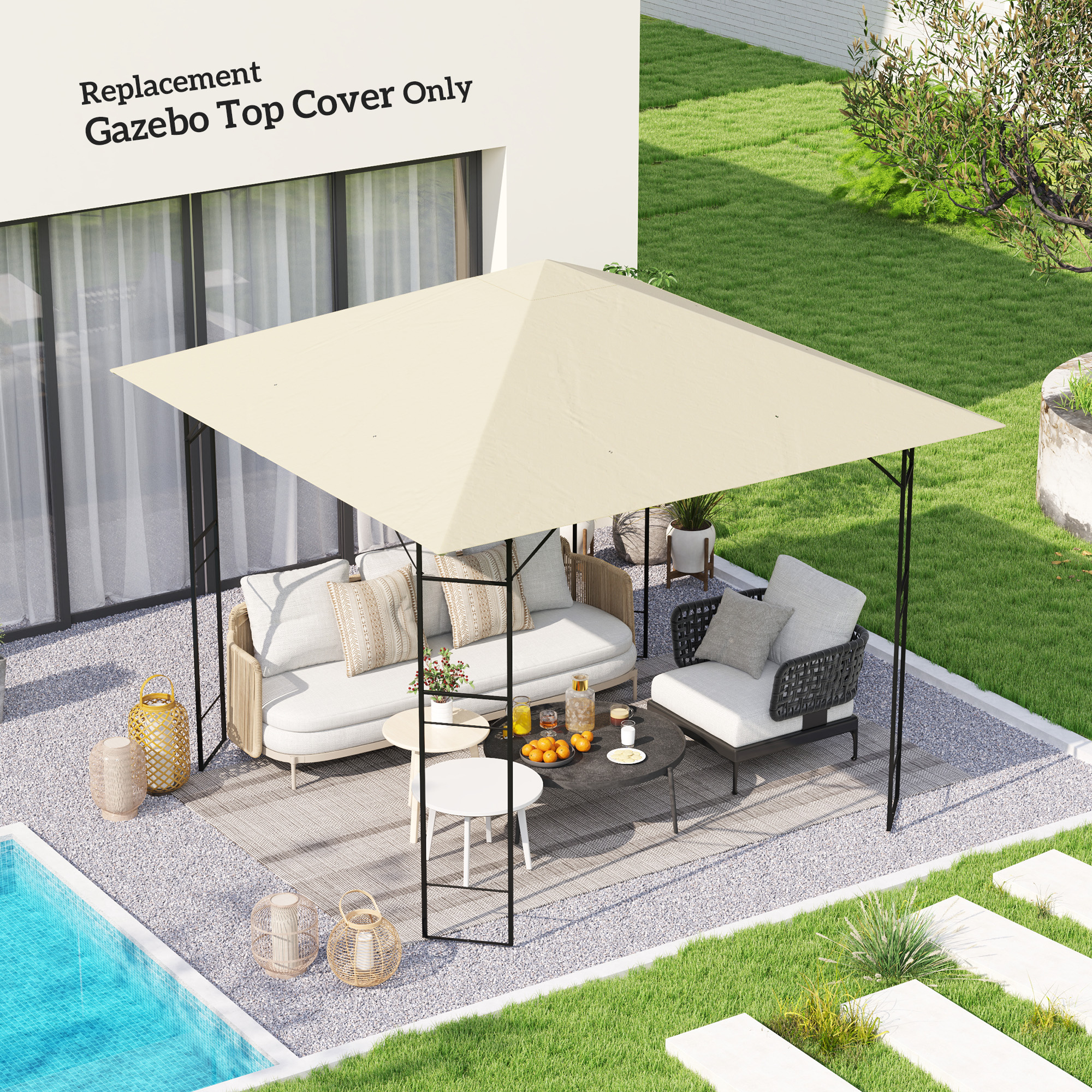 3 X 3(m) Gazebo Canopy Replacement, For 01-0867 - Cream — image 5