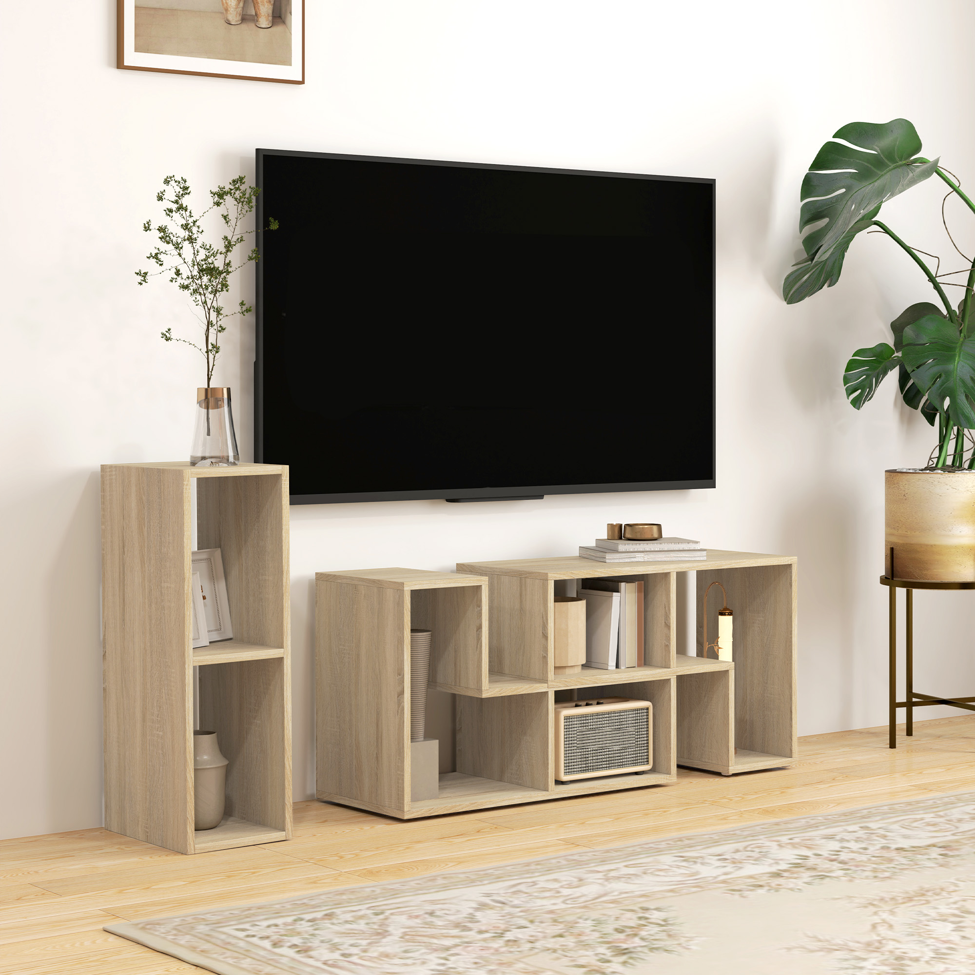 Three-Block Modular TV Stand - Grey Wood-Effect — image 2