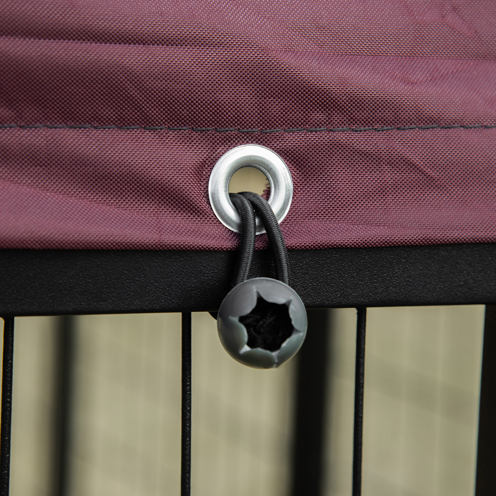  Outdoor Dog Kennel with Rotating Bowl Holders, Pet Playpen with Waterproof Cover, 4.6' x 4.6' x 5', Red