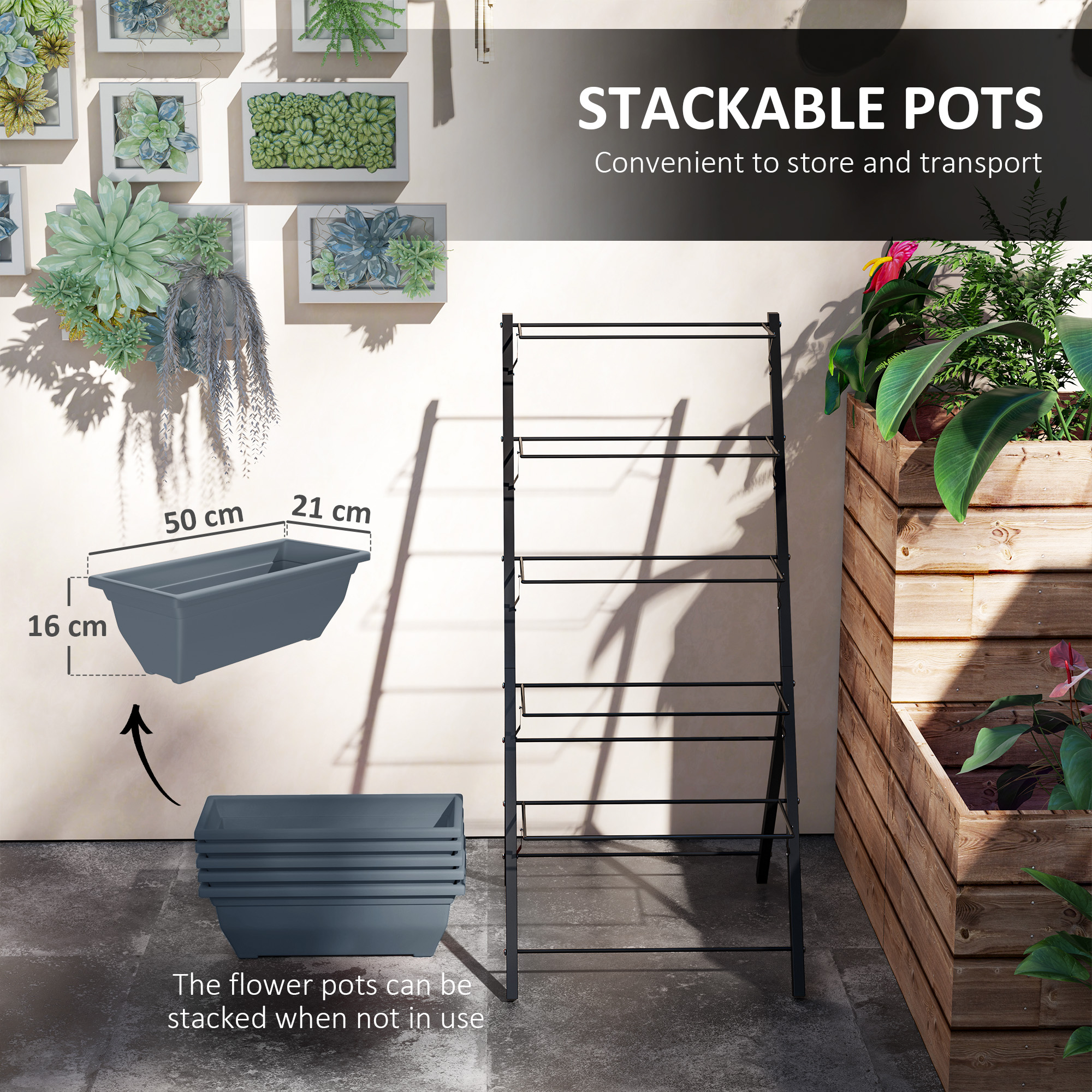 5-Tier Raised Garden Bed, Vertical Ladder Plant Stand With 5 Removable Boxes — image 5