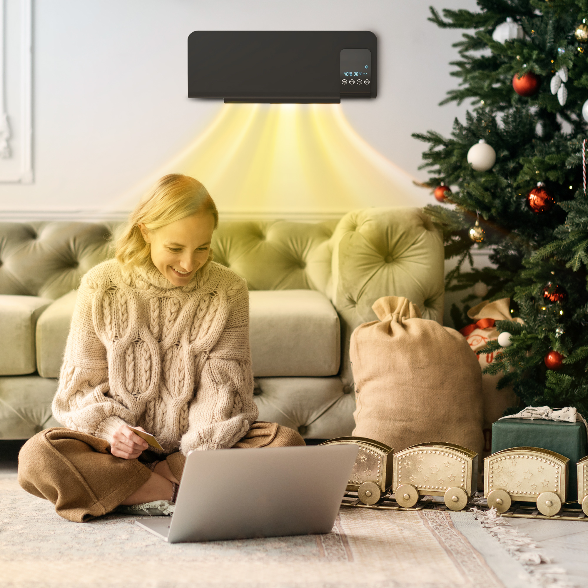 2000W Wall Mounted Heater, 18-45 Temperature, Black — image 5