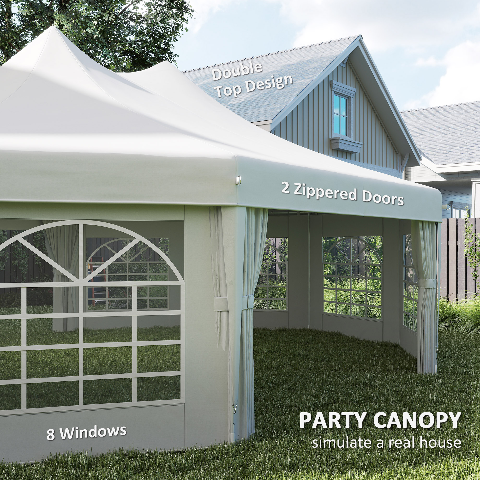 29′ x 21′ Canopy Party Event Tent with 2 Pull-Back Doors, White