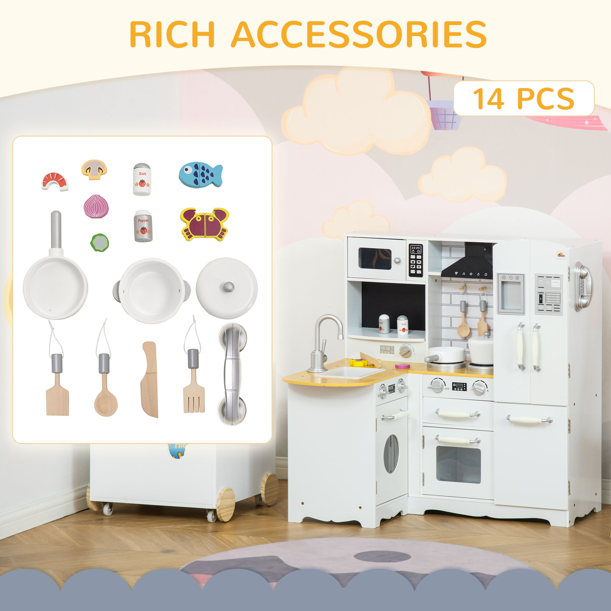 Modern pretend kitchen set with sink and dishwasher