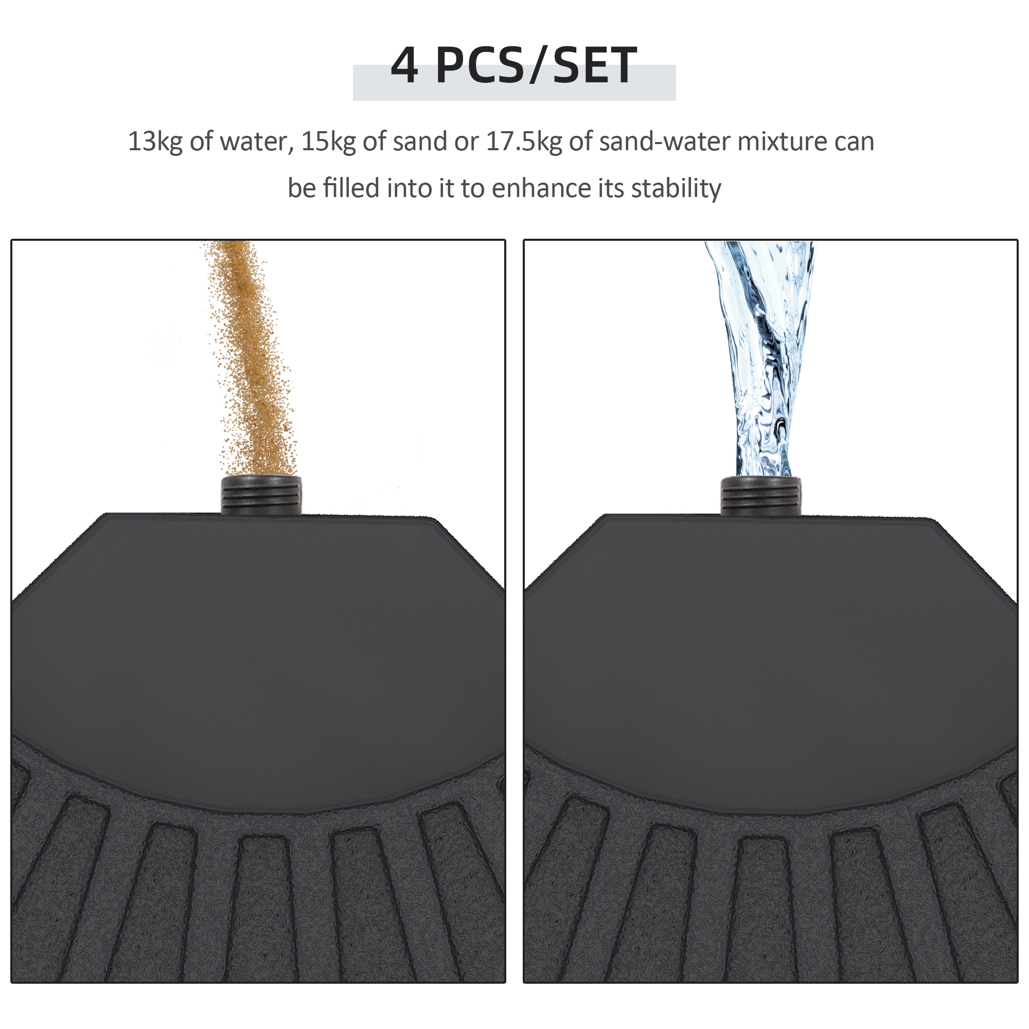  Large 4 Piece Round Fillable Weighted Offset Market Patio Umbrella Base
