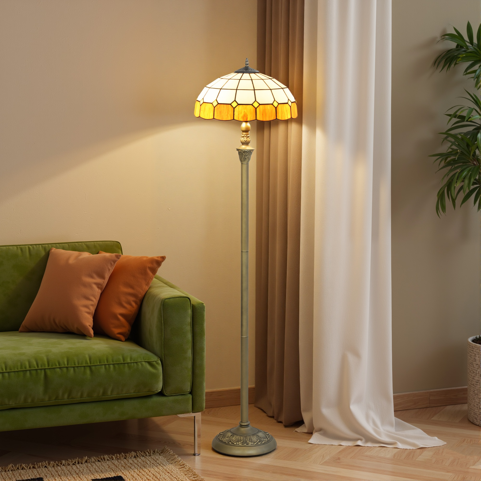 Tiffany-Style Floor Lamp With Handcrafted Stained Glass Shade, 152cm Tall — image 5