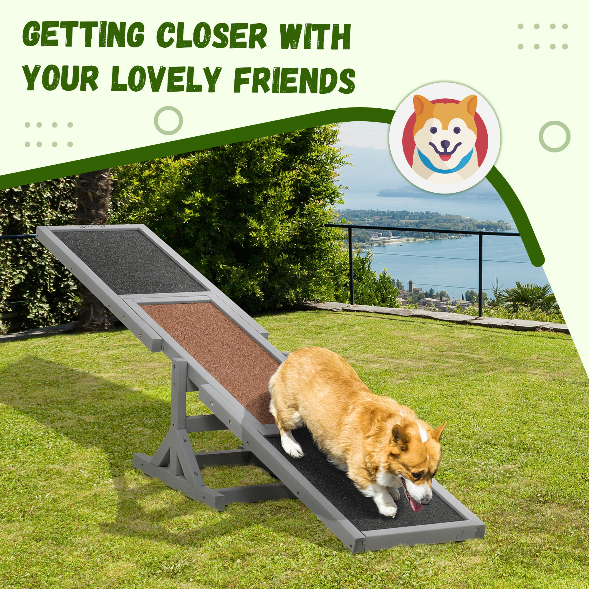  Wooden Dog Agility Seesaw for Training and Exercise, Gray