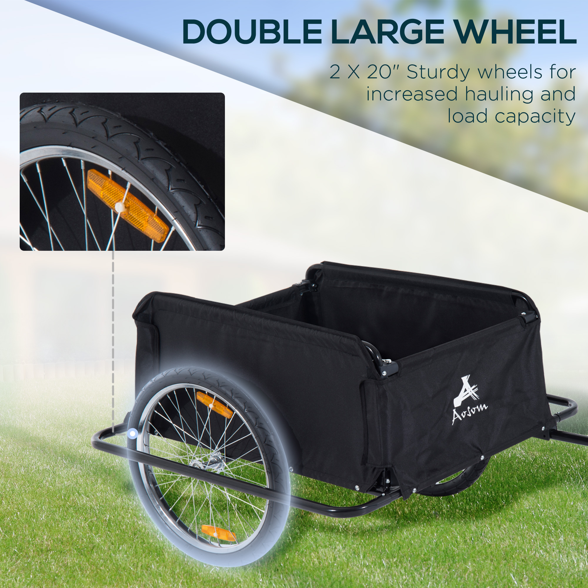 Bicycle Cargo Trailer, Two-Wheel Bike Luggage Wagon Trailer with Removable Cover, Wheel 20", Red