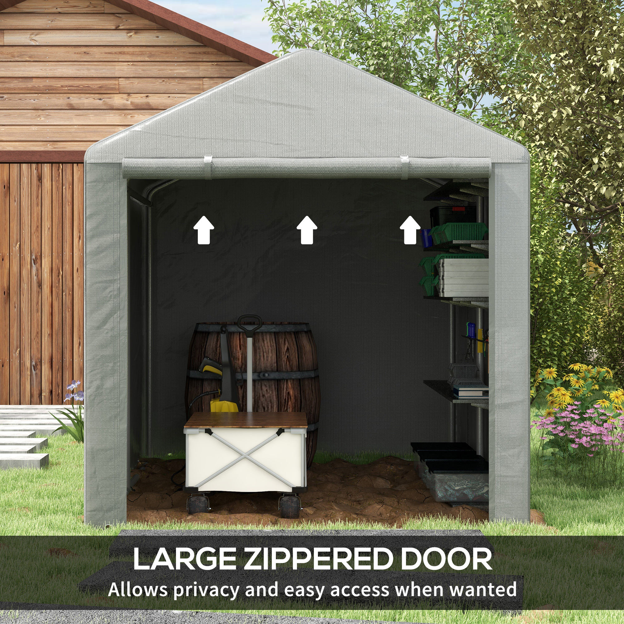 2.2 X 1.6 M Outdoor Storage Tent, With Accessories - Light Grey