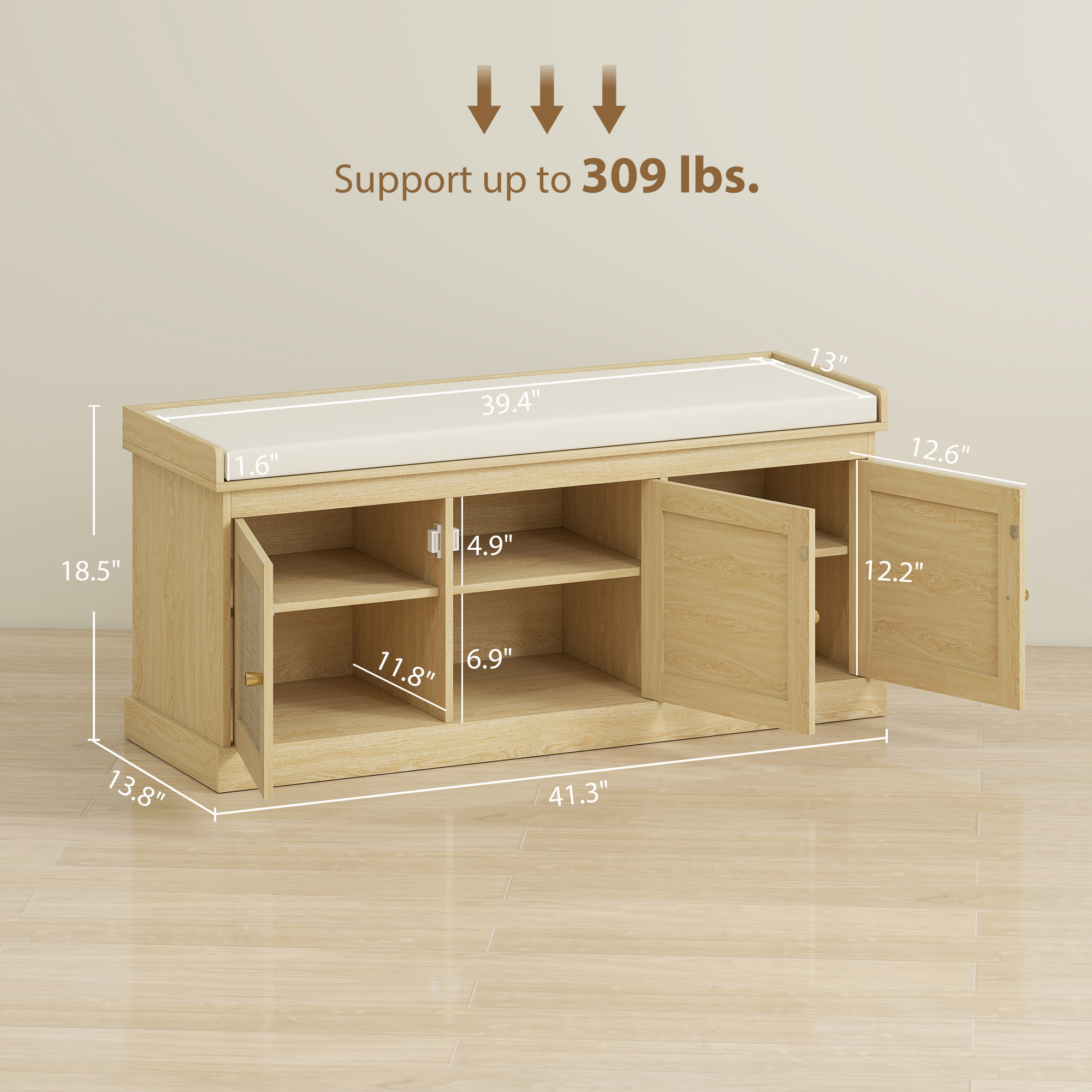Shoe Storage Bench with Cushion, picture 3 of 5