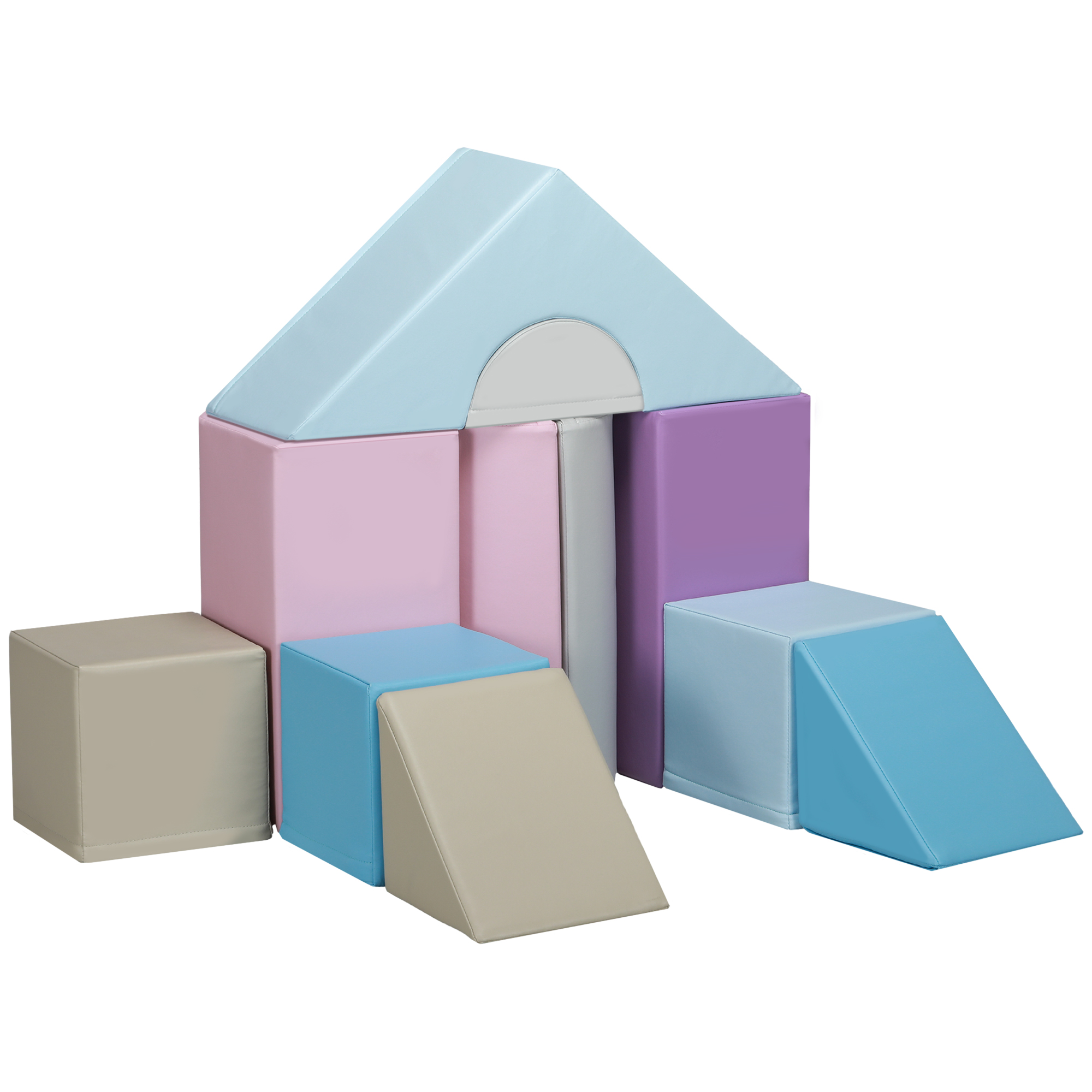 11-Piece Kids Soft Play Set, Foam Block, Toys For Climbing, Crawling, Blue - Image 1