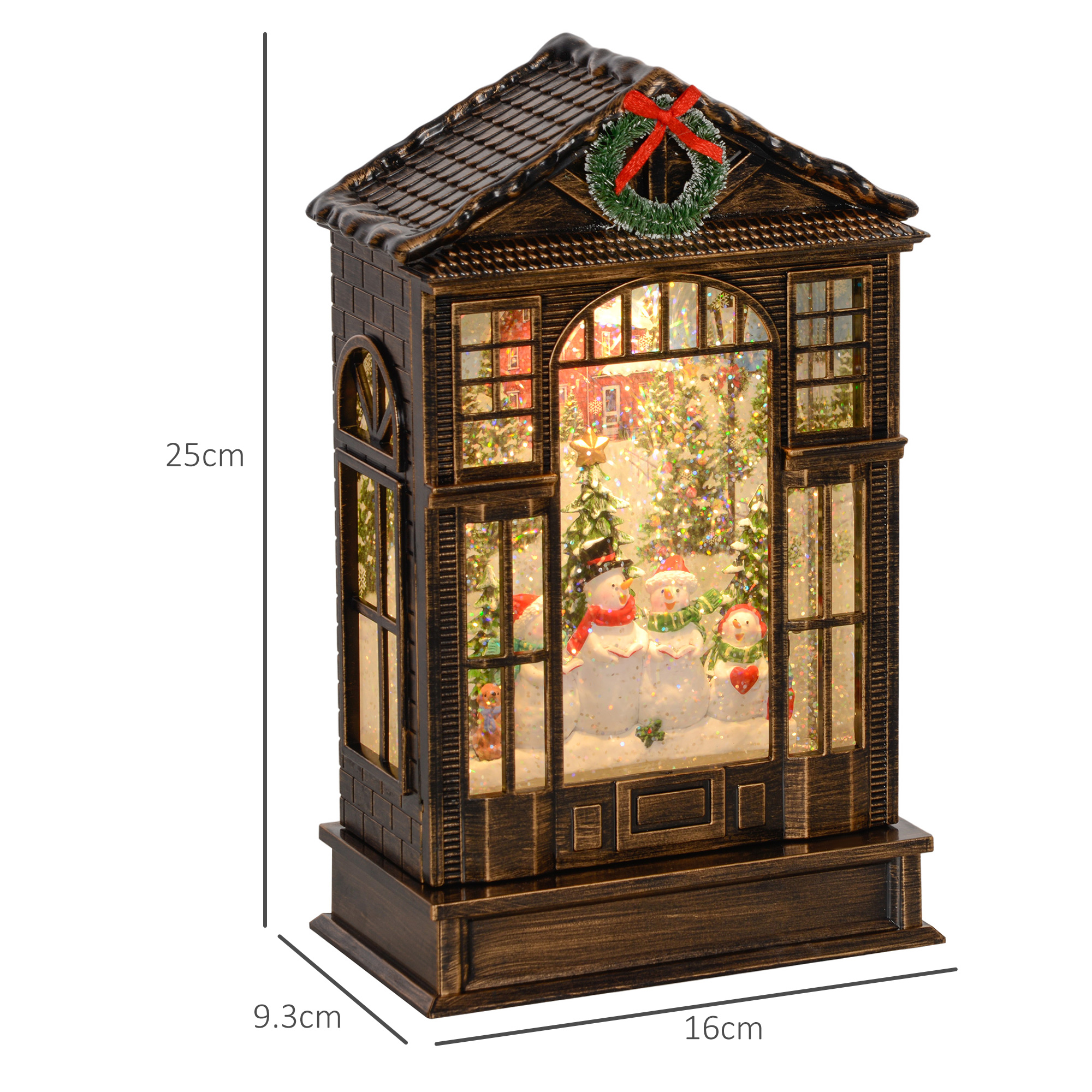 Christmas Snow Globe Lantern With Lights, Musical Swirling Glitter, Battery — image 3
