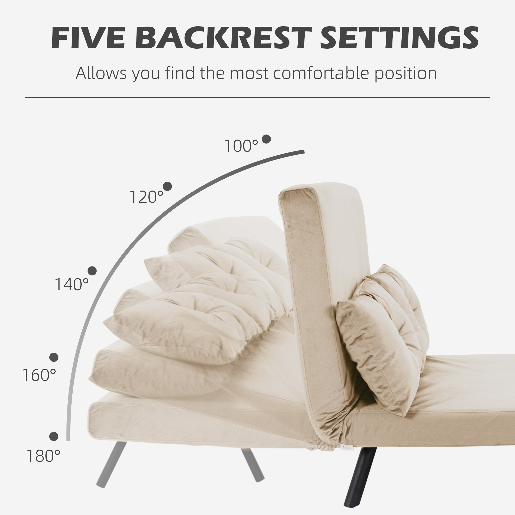 4-in-1 Velvet-Feel Double Sofa Bed, With Pillows - Beige — image 5