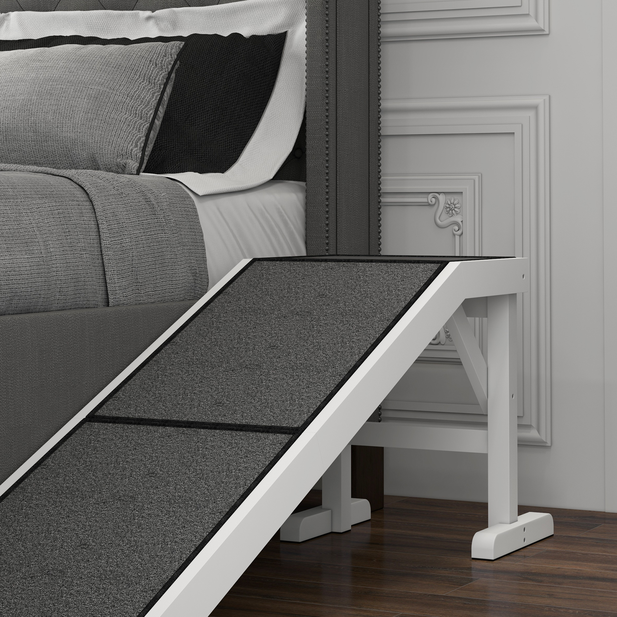  60" Pet Ramp for Dogs & Cats with Non-Slip Carpet, White