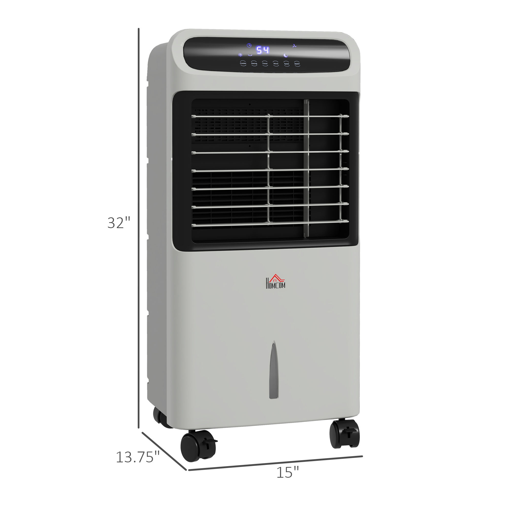  3-In-1 Ice Cooling Fan, Mobile Evaporative Air Cooler with Remote, Timer, Oscillating for Home Office, Bedroom, Gray