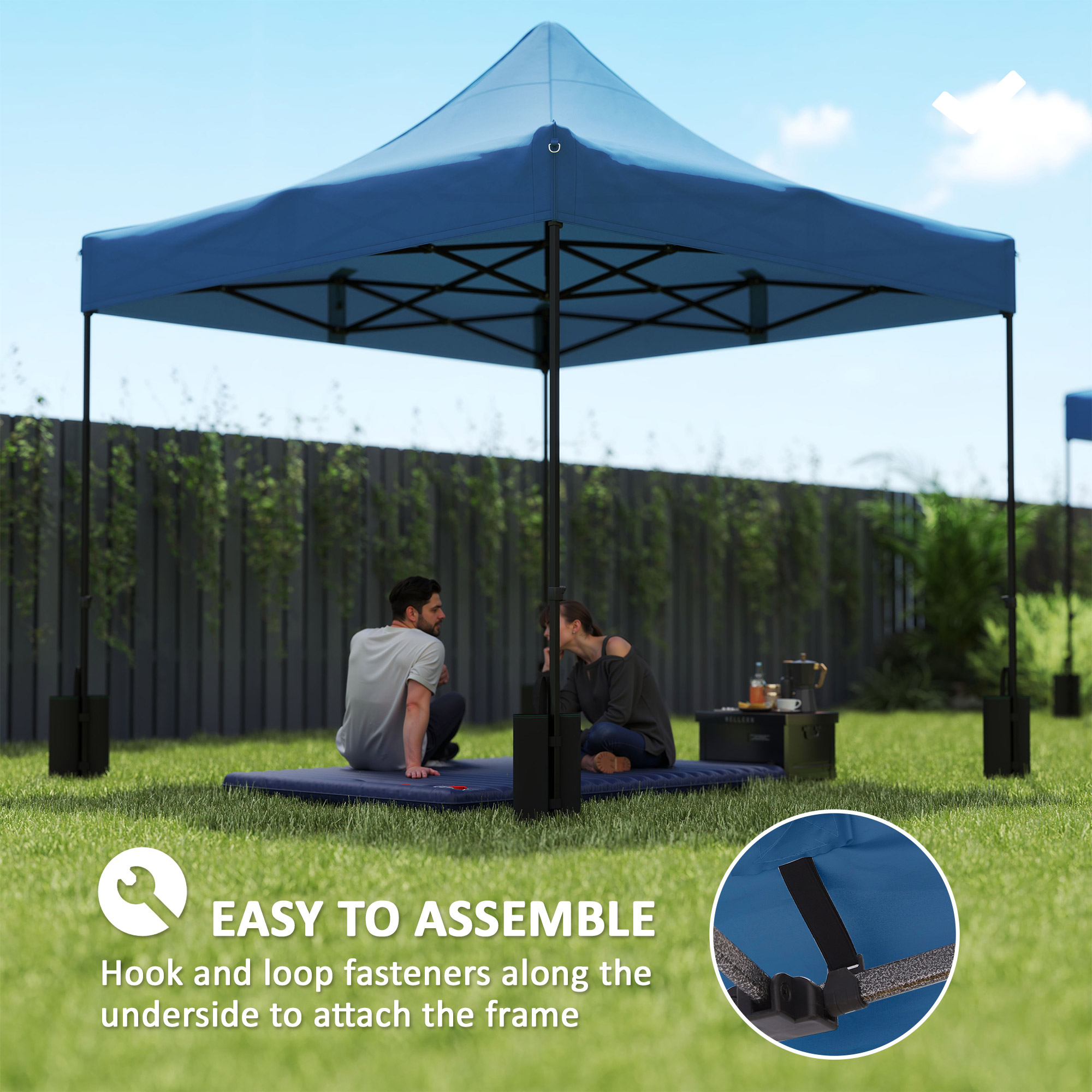 10′ x 10′ Replacement Canopy Top for Pop Up Canopy Tent with 4 Sand Bags, UPF50+ Protection, Navy Blue