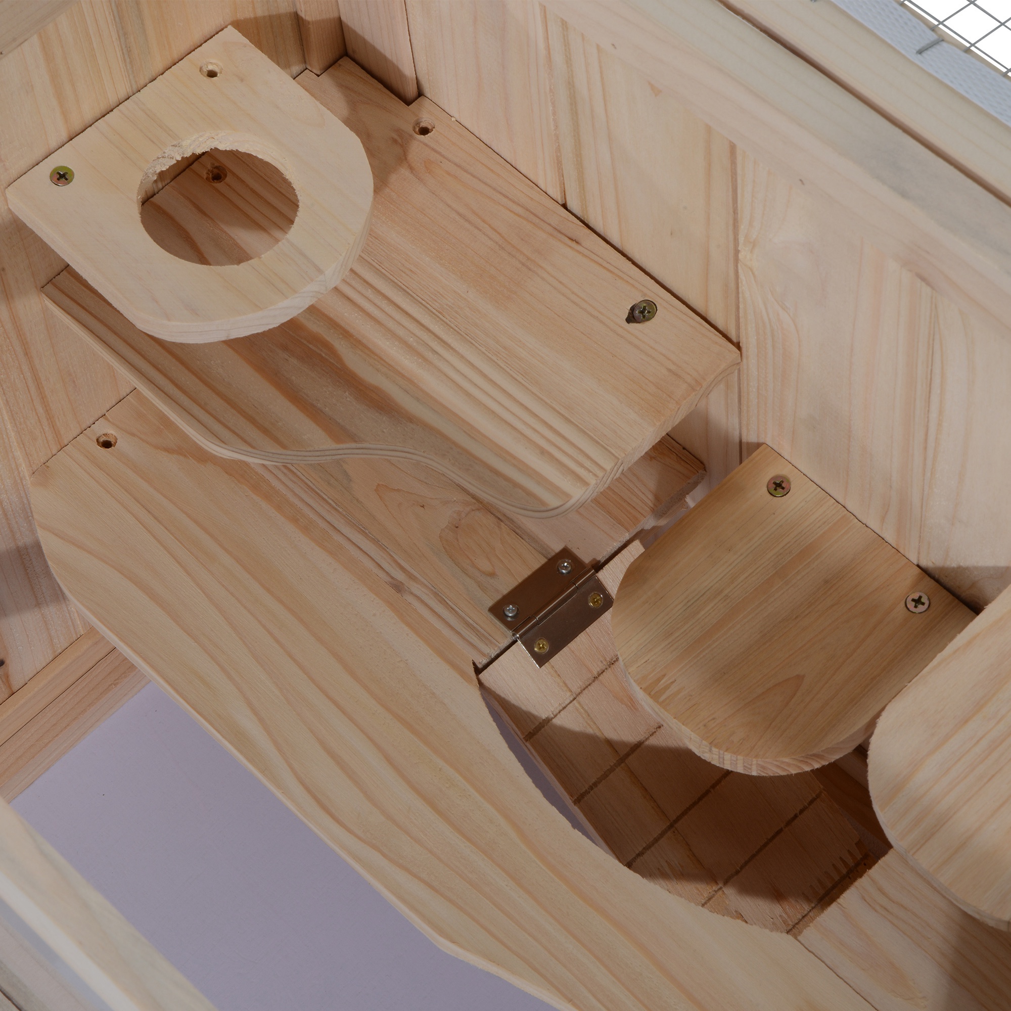  2-Level Hamster Cage Mice and Rat House, Small Animal Habitat for Guinea Pigs, Chinchillas with Openable Top, Front Door, Shelf and Ladder, Natural