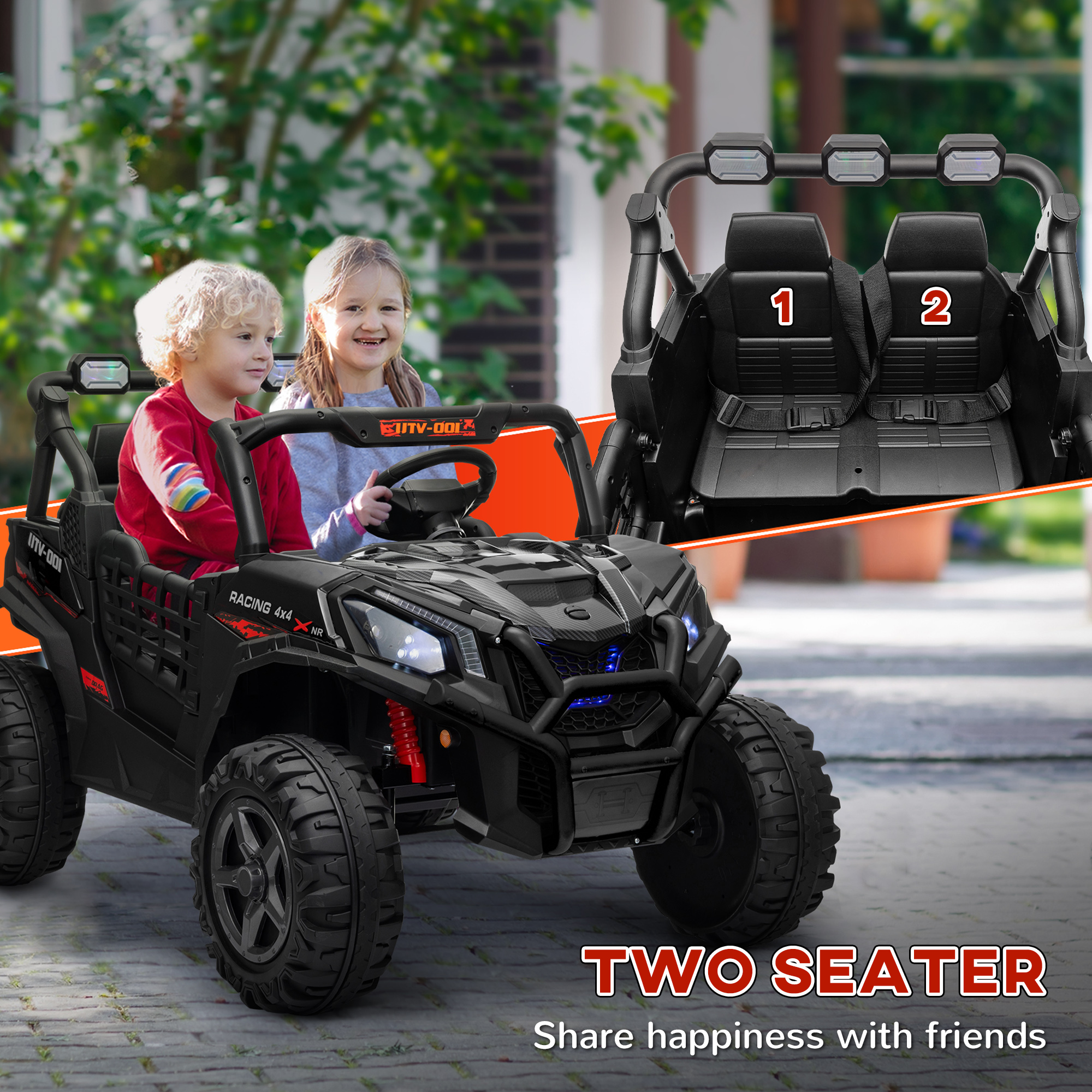 24V 2 Seater Kids Electric Car With Remote Control, Suspension System, Slow — image 4