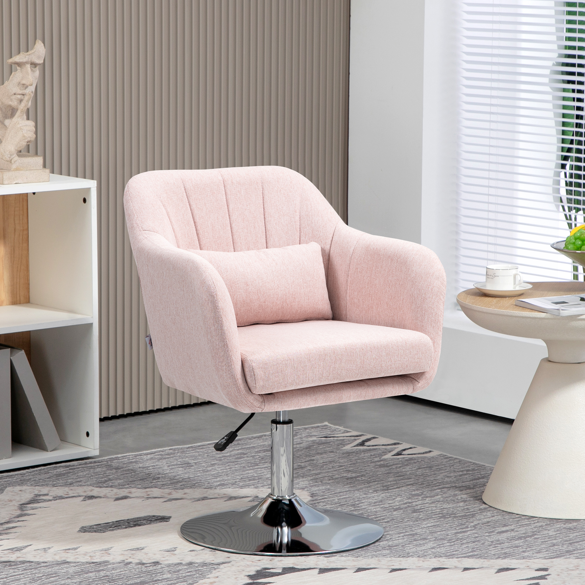 Swivel Linen Fabric Accent Chair For Living Room Contemporary Vanity Armchair — image 5