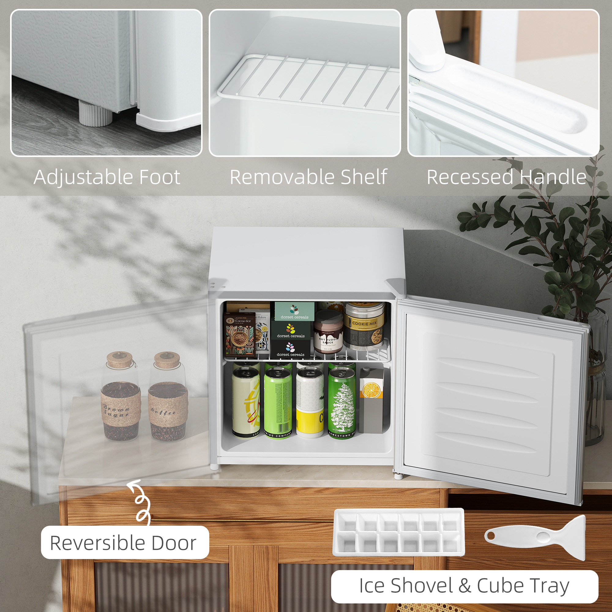  1.1 Cu.Ft Countertop Mini Freezer, Compact Upright Freezer with Removable Shelves, White