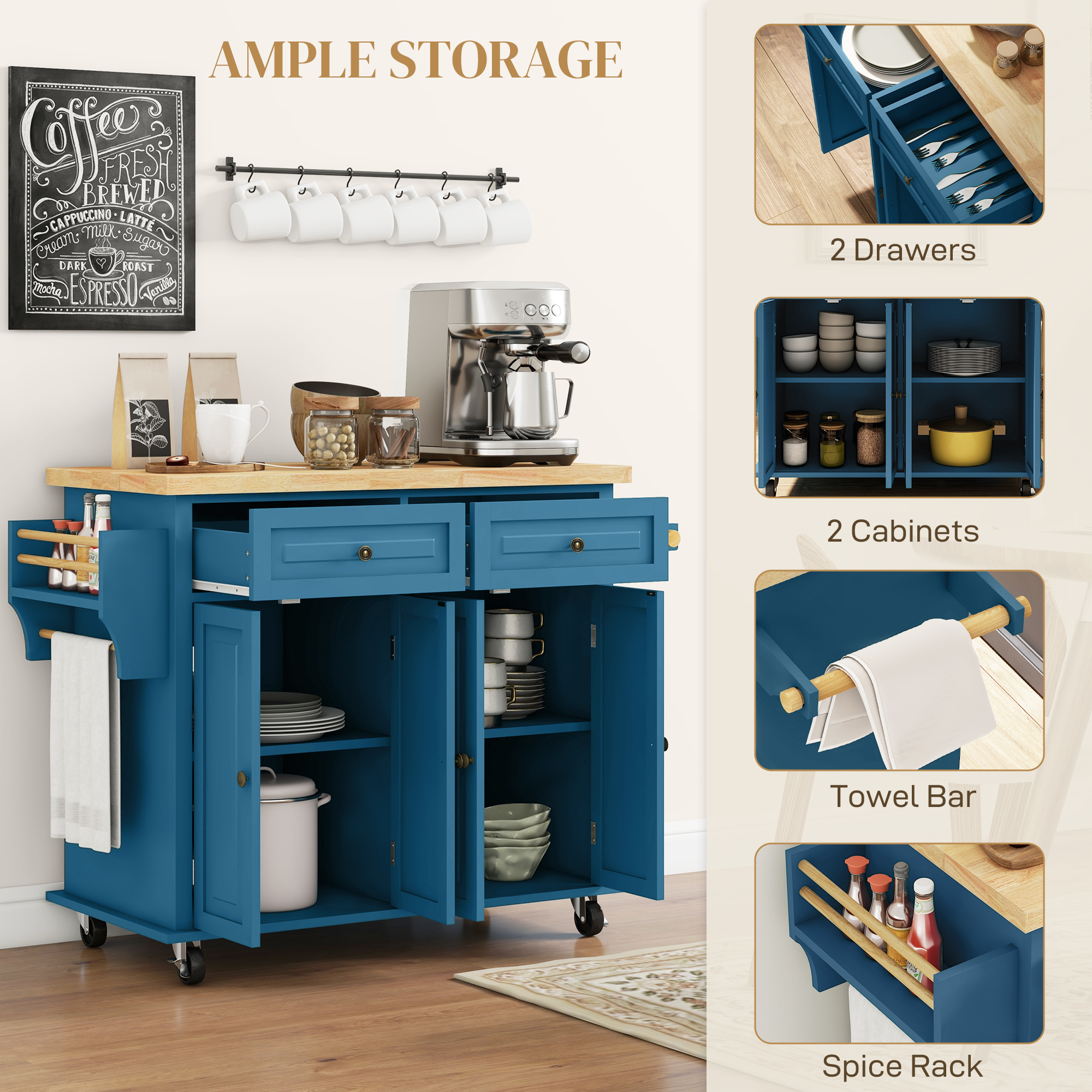 Kitchen Island on Wheels view 6
