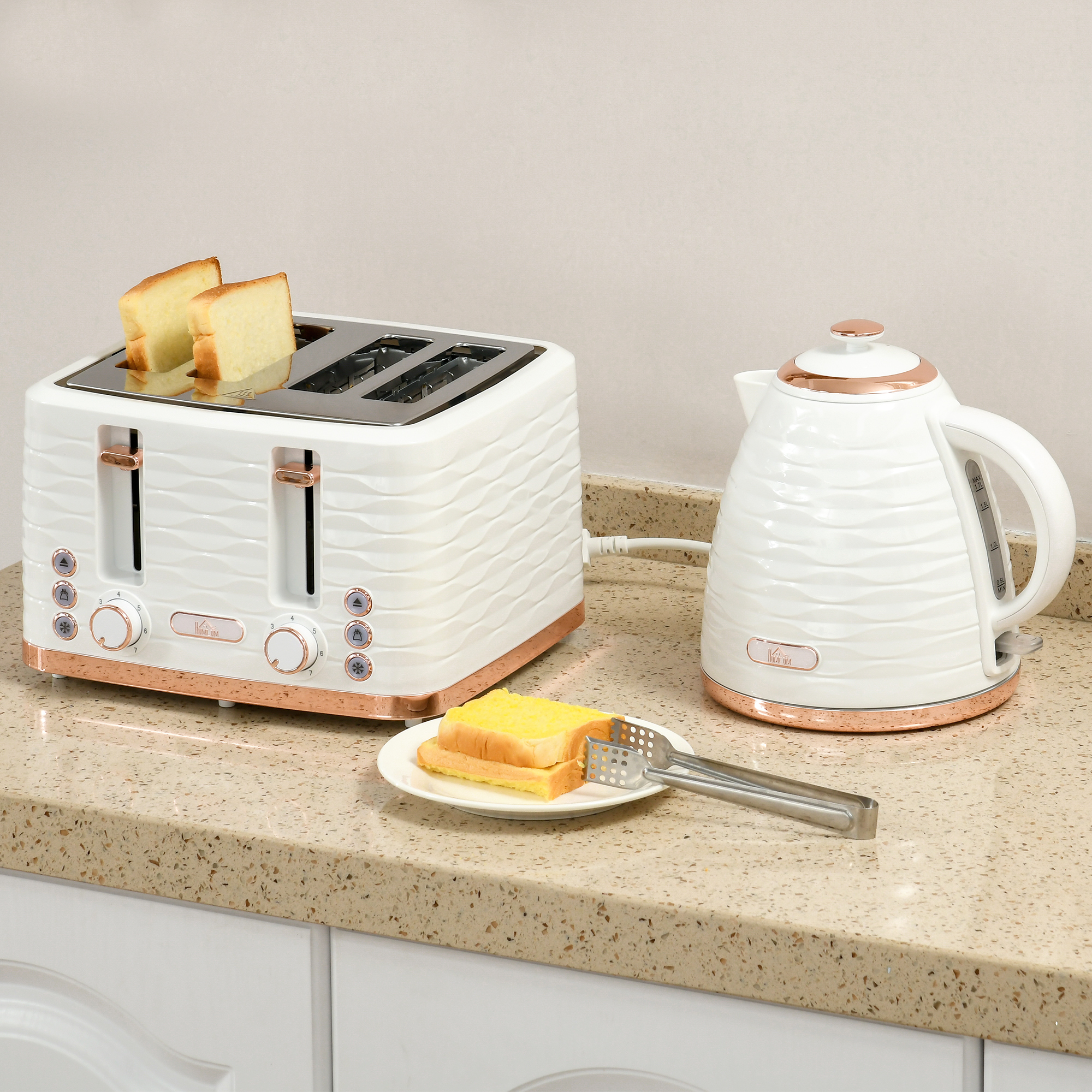 Four-Slice Rippled Toaster - White — image 3