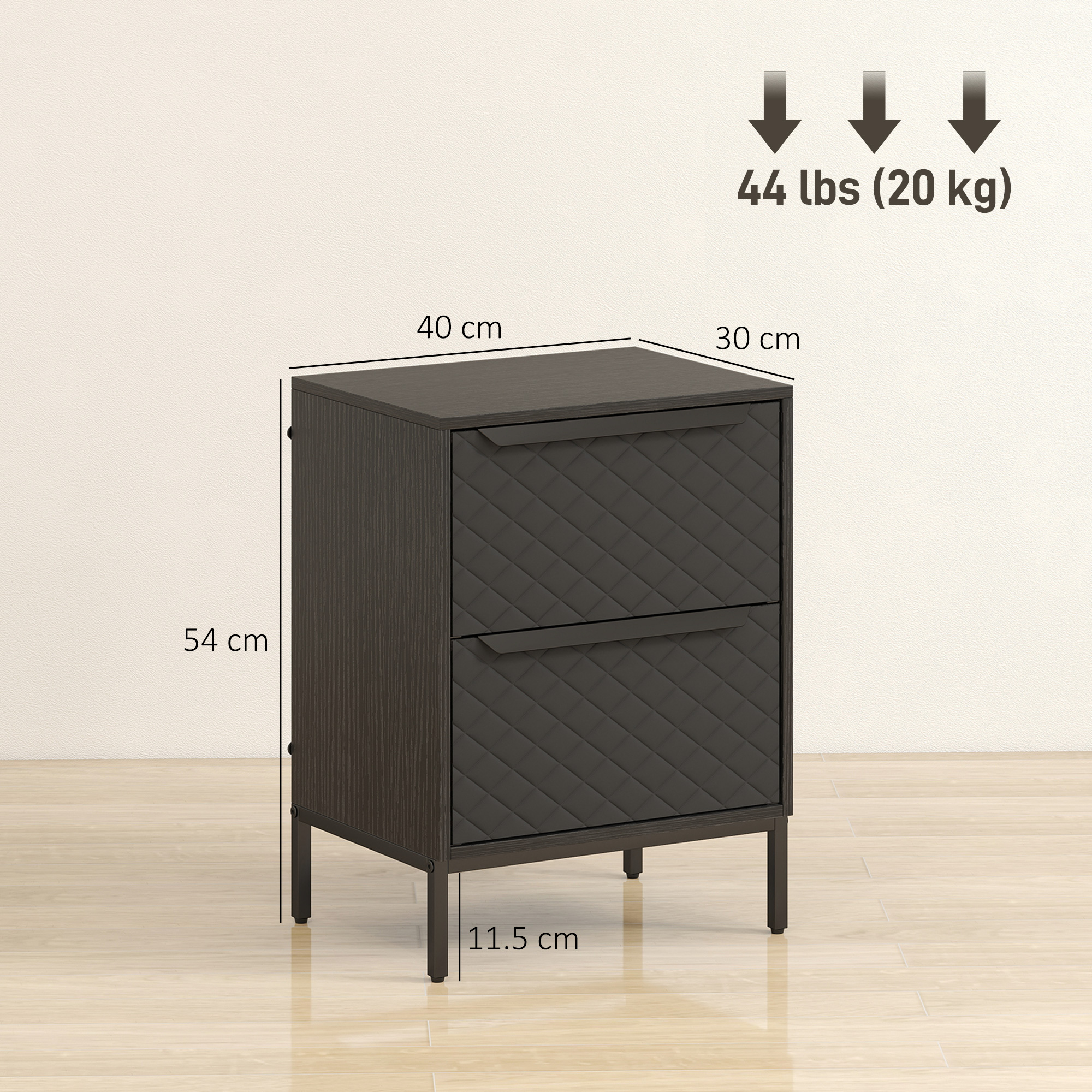 Chest Of Drawers, Dresser With 2 Fabric And Aluminium Handles - Black — image 4