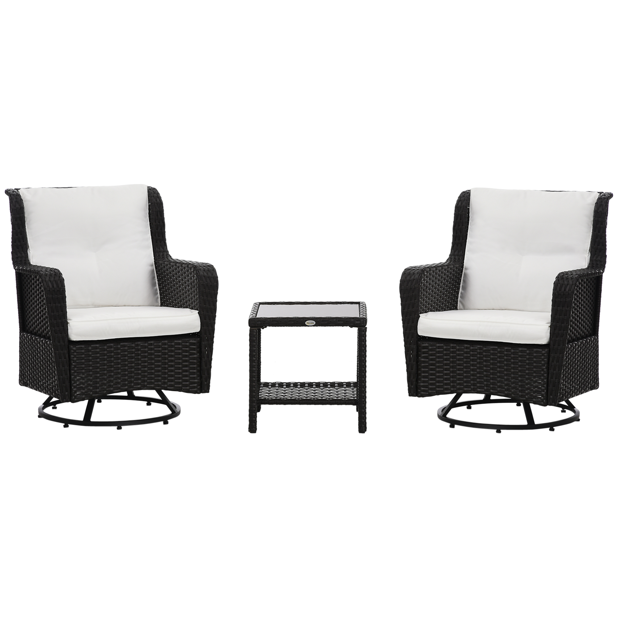 Patio Bistro Set, Porch Furniture with 360° Rotation & Rocking Function
