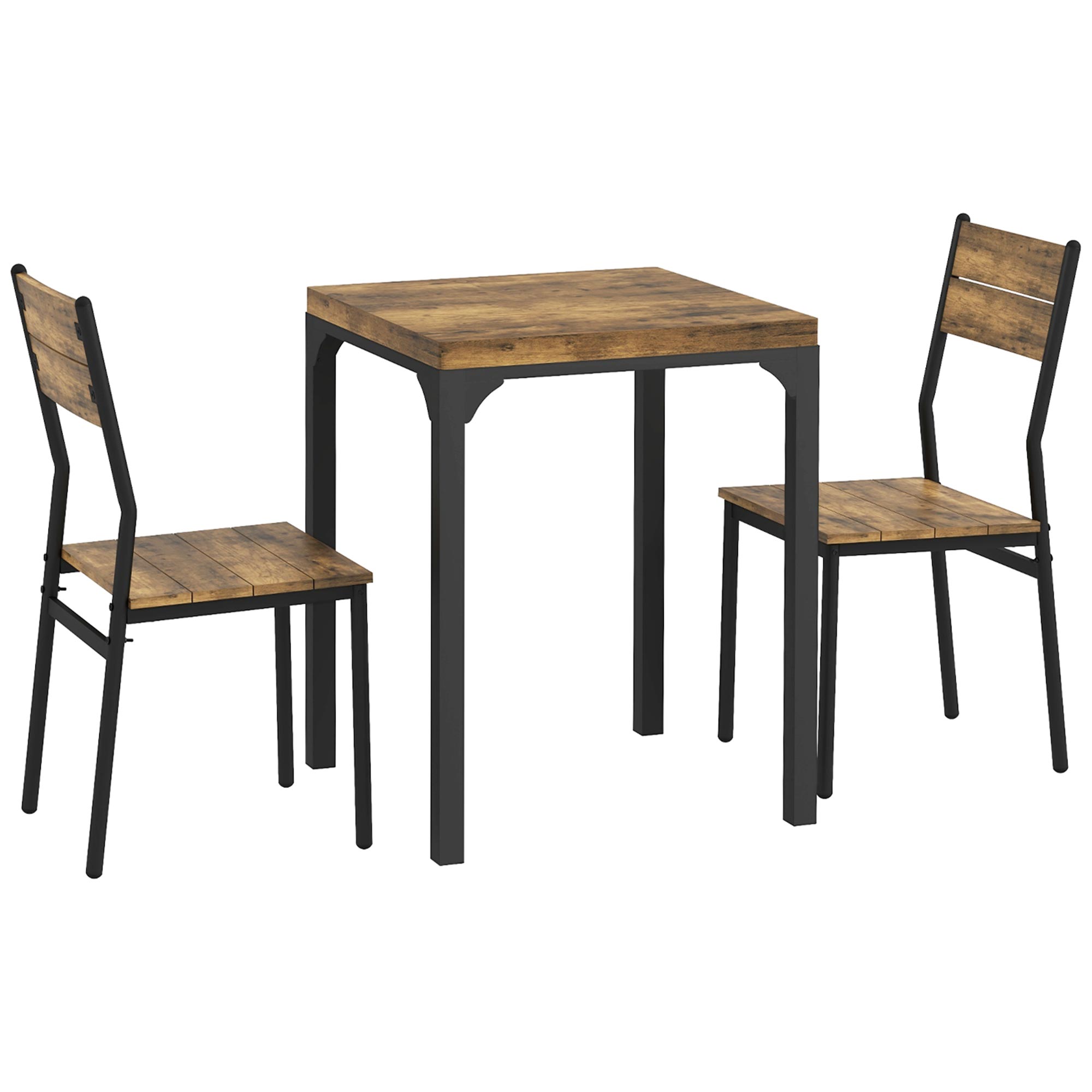 Three-Piece Minimal And Compact Dining Set, Rustic Brown — image 3