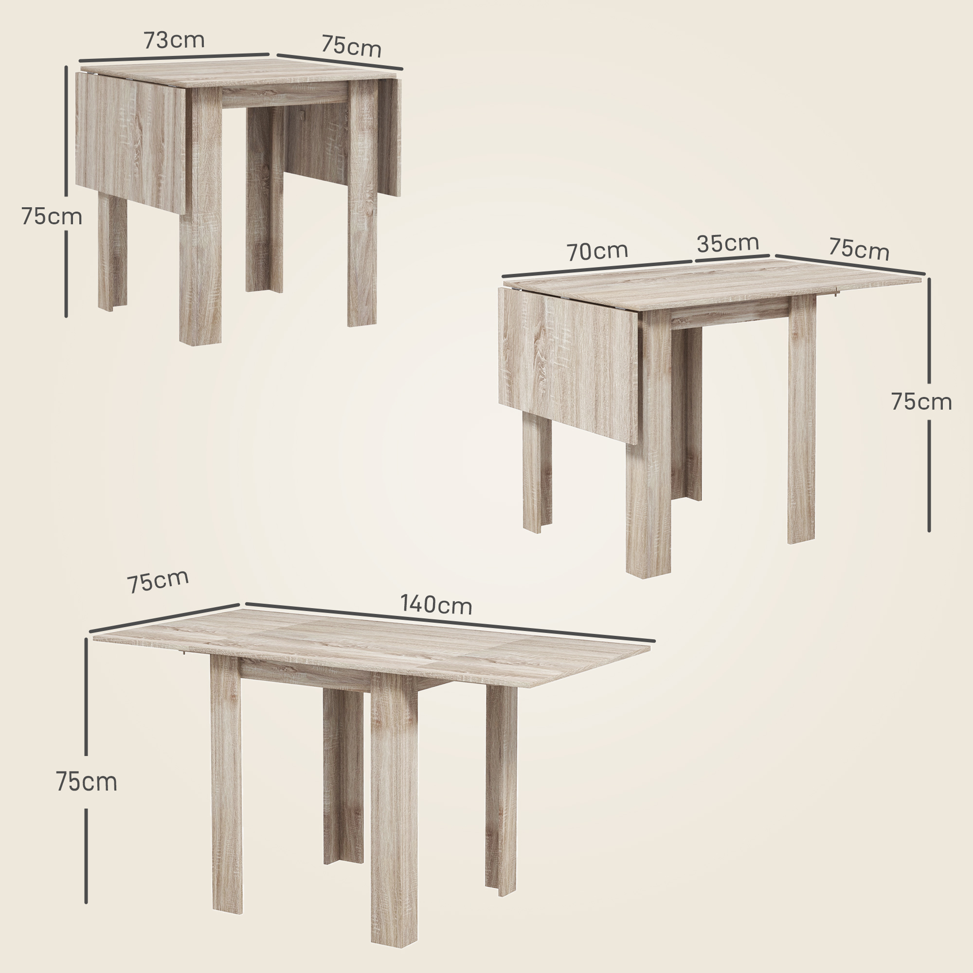 Four-Seater Drop Leaf Dining Table - Wood Effect — image 5