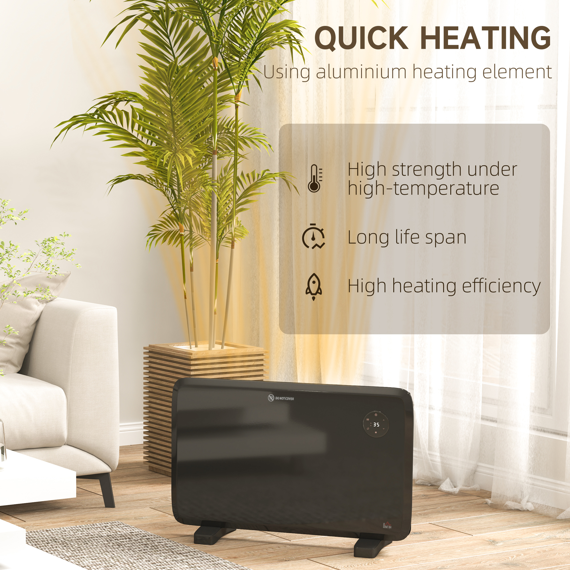 1.2kW Freestand On-Wall Electric Convector Heater, With Adjustable Thermostat — image 4