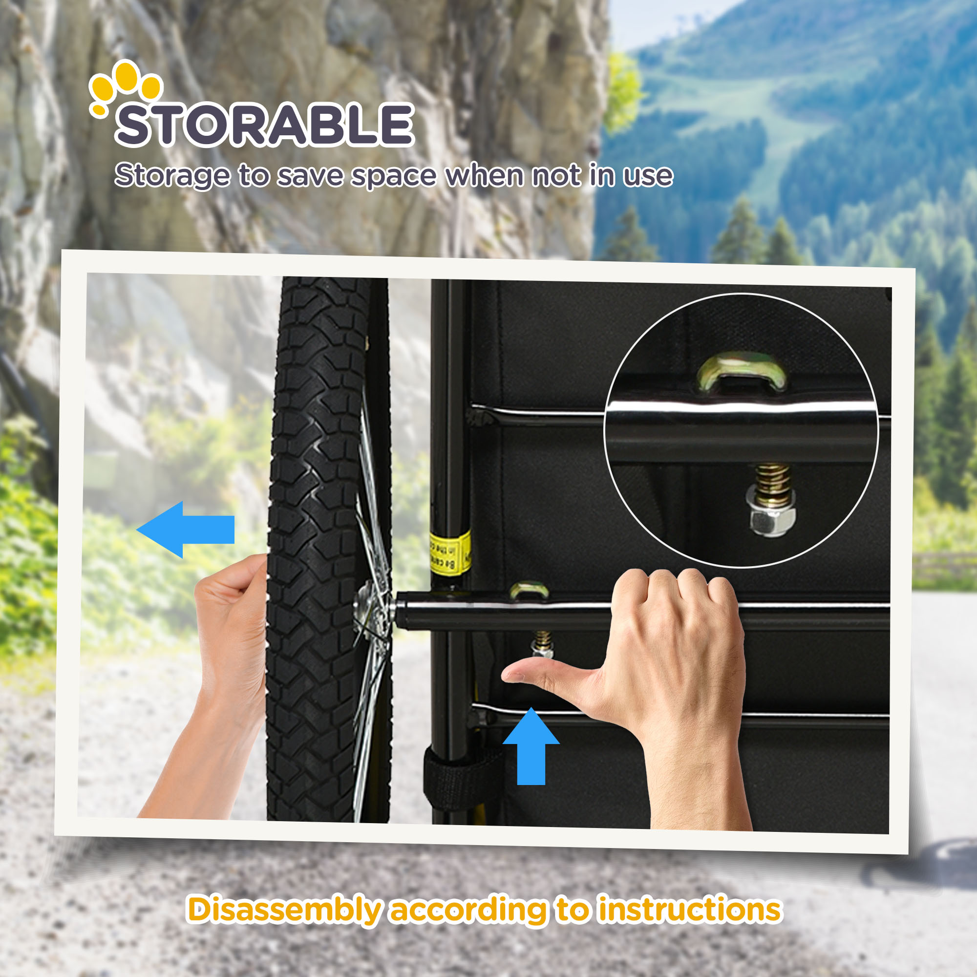 Dog Bike Trailer, Pet Stroller with Wheels for Medium Dogs, Black