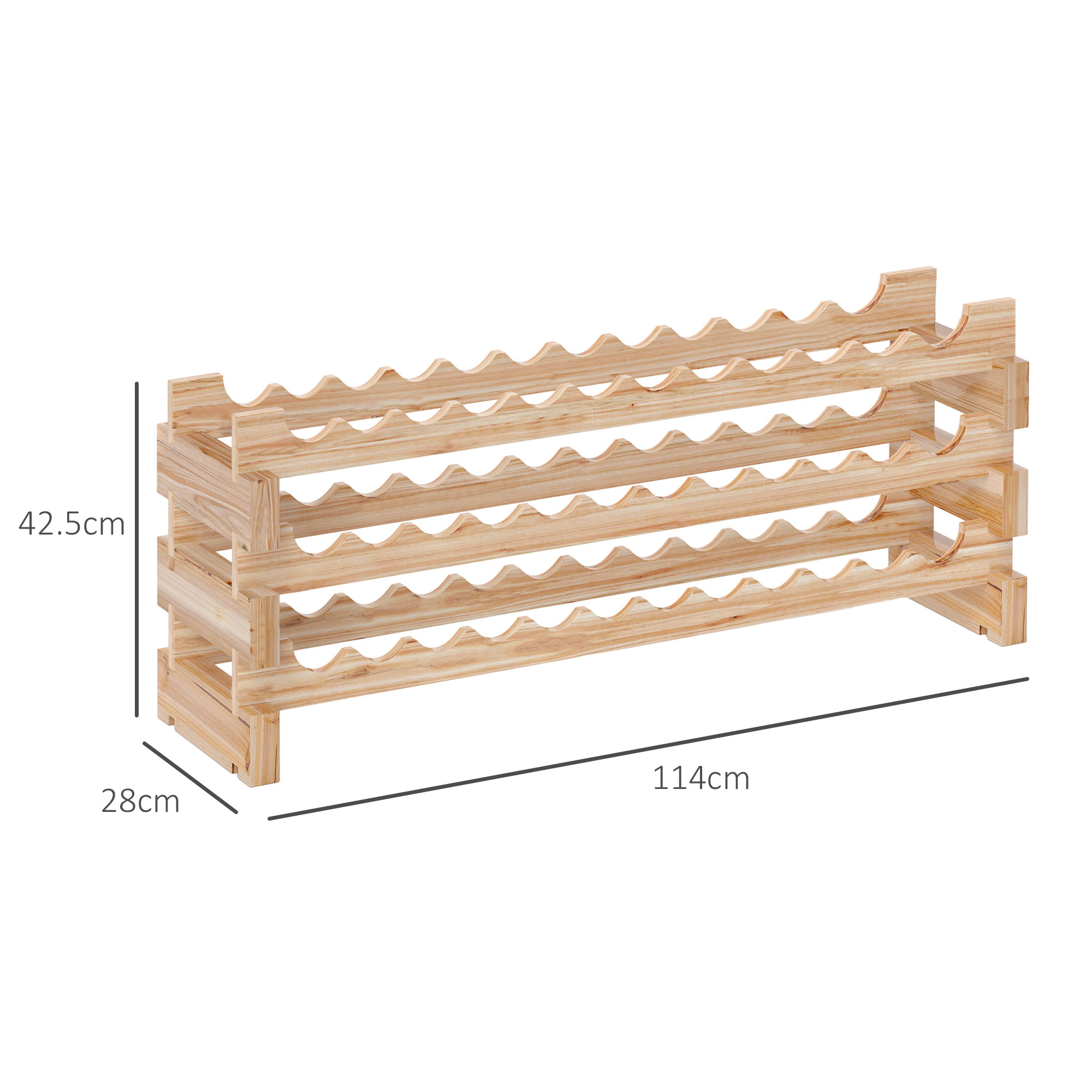 Three-tier, 36 bottle wooden wine rack - natural (natural