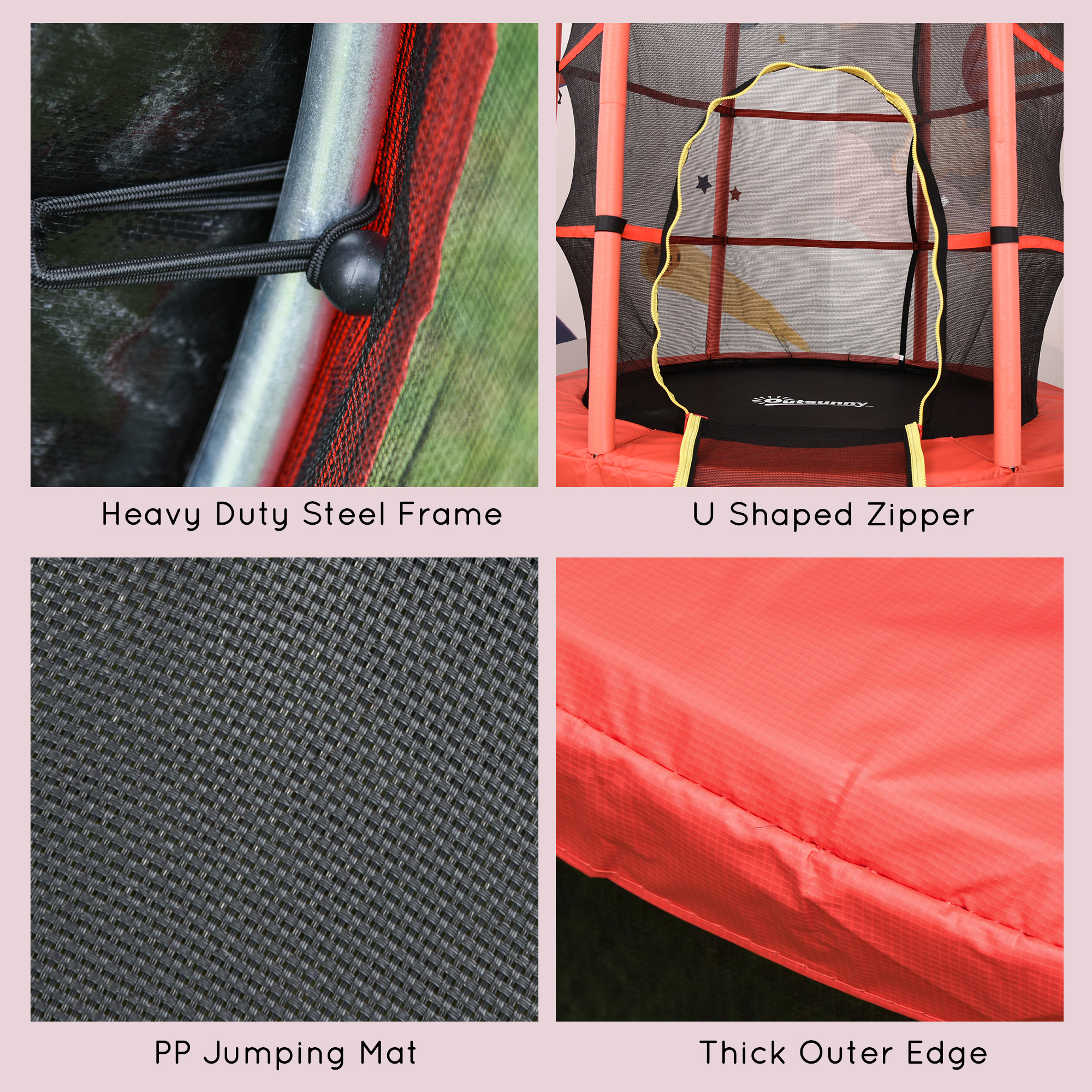 Φ5FT Kids Trampoline with Enclosure Net for Age 3 to 6 Years Red — photo 7
